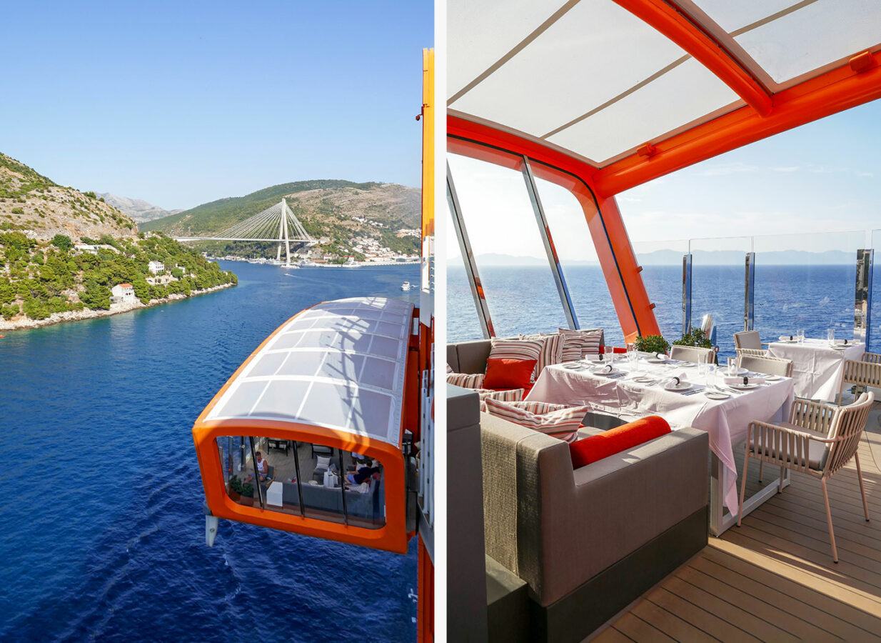 The Magic Carpet in Dubrovnik, and set up for dinner on Celebrity Apex