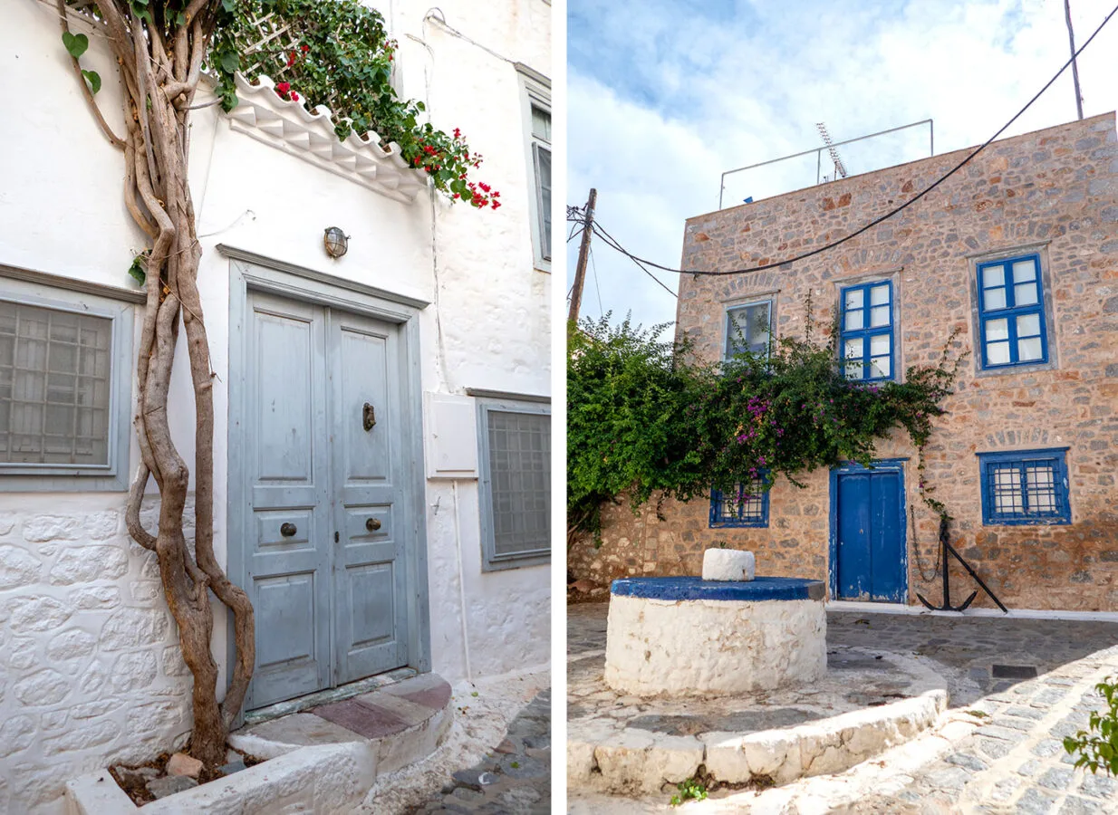 Leonard Cohen's front door and Australia House, home of Charmian Clift and George Johnson, in Hydra