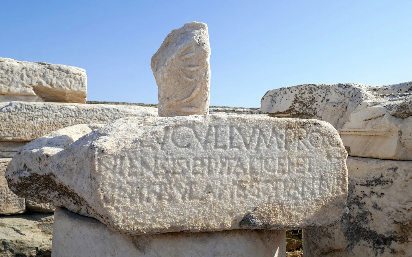Engraved stones when visiting Delos
