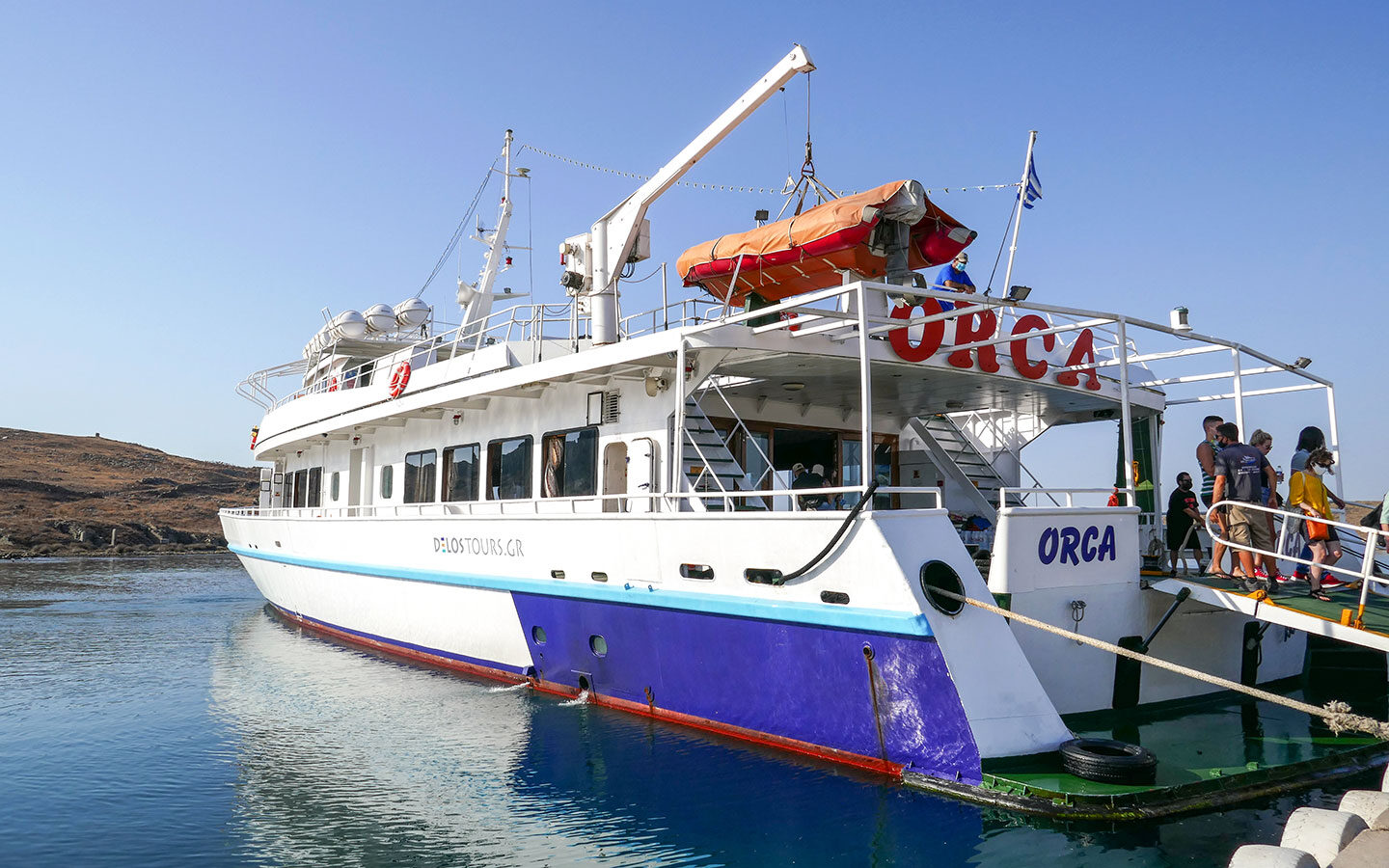 The ferry to Delos island from Mykonos, Greece