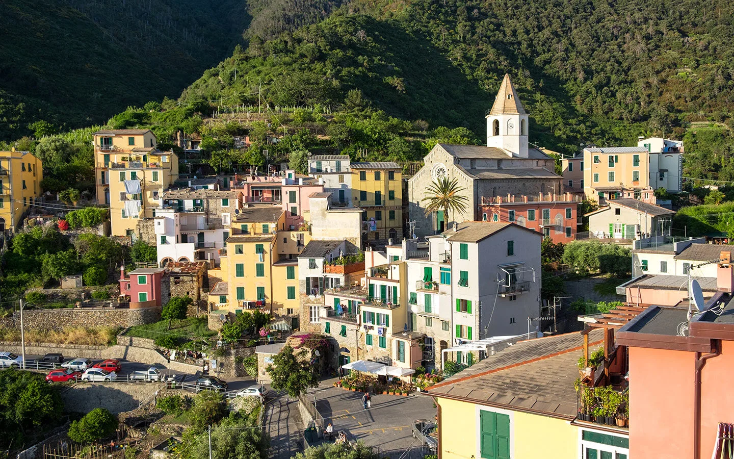 The Cinque Terre village of Corniglia at sunset