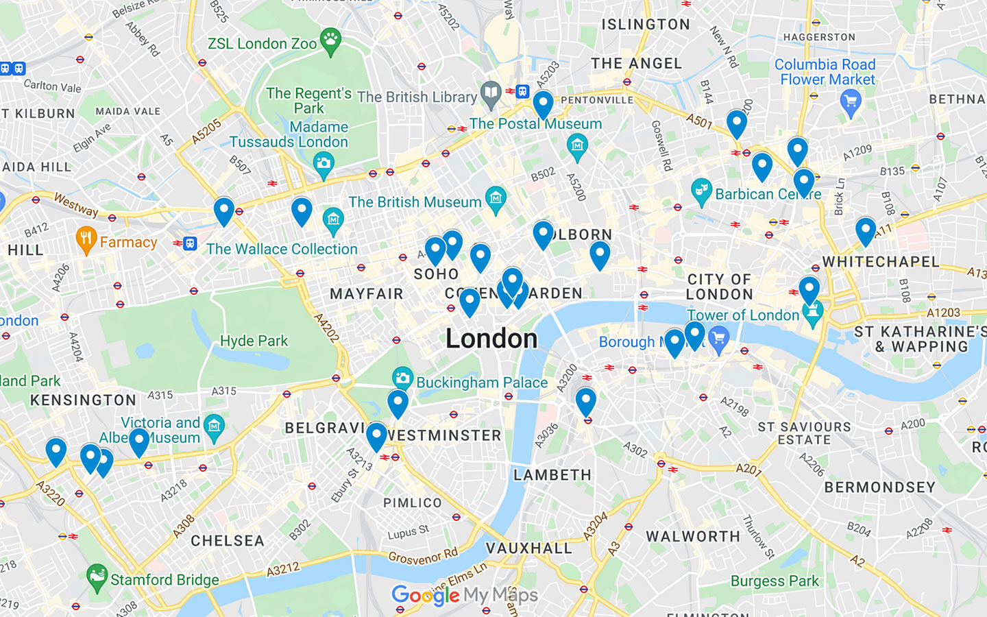 Map of affordable hotels in London