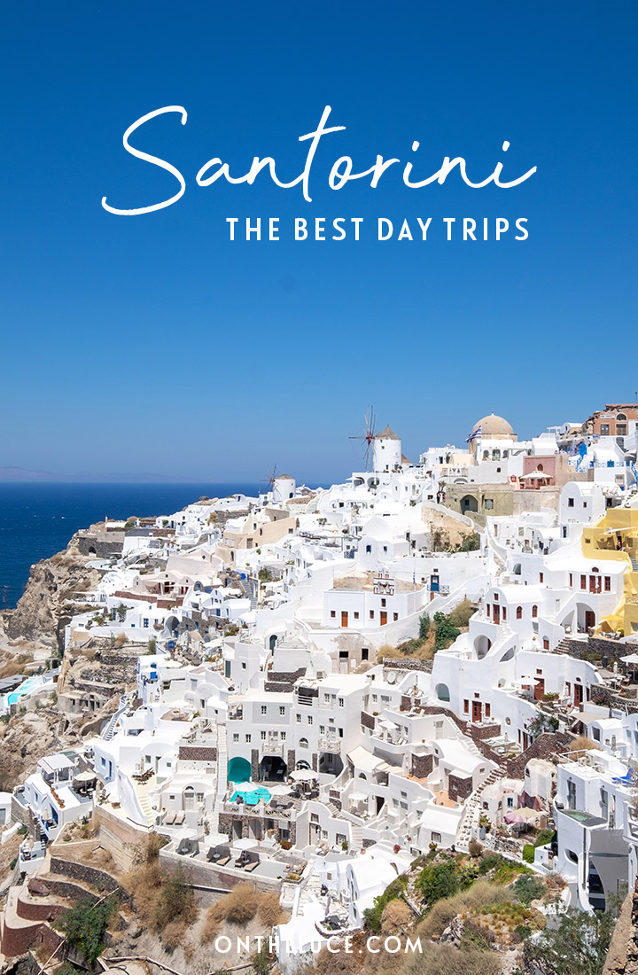 Eight great day trips in Santorini, Greece – from unspoilt villages and buried cities to beach resorts and sunset spots – all of which you can visit independently by public transport or on a tour  | Day trips from Santorini | Santorini excursions | Santorini day trips by public transport | Tours from Santorini | Santorini tours