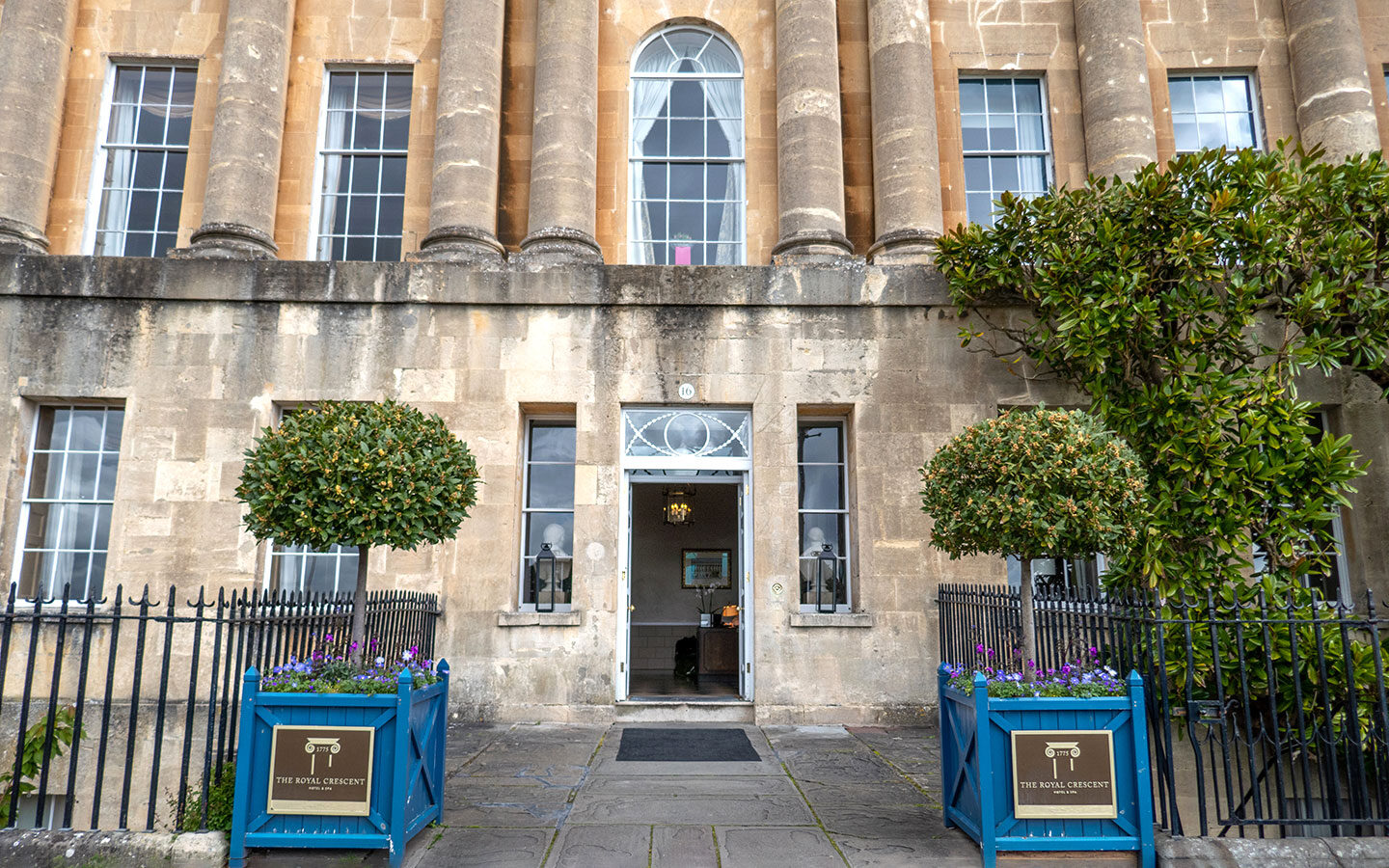Exterior of The Royal Crescent Hotel in Bath's Royal Crescent