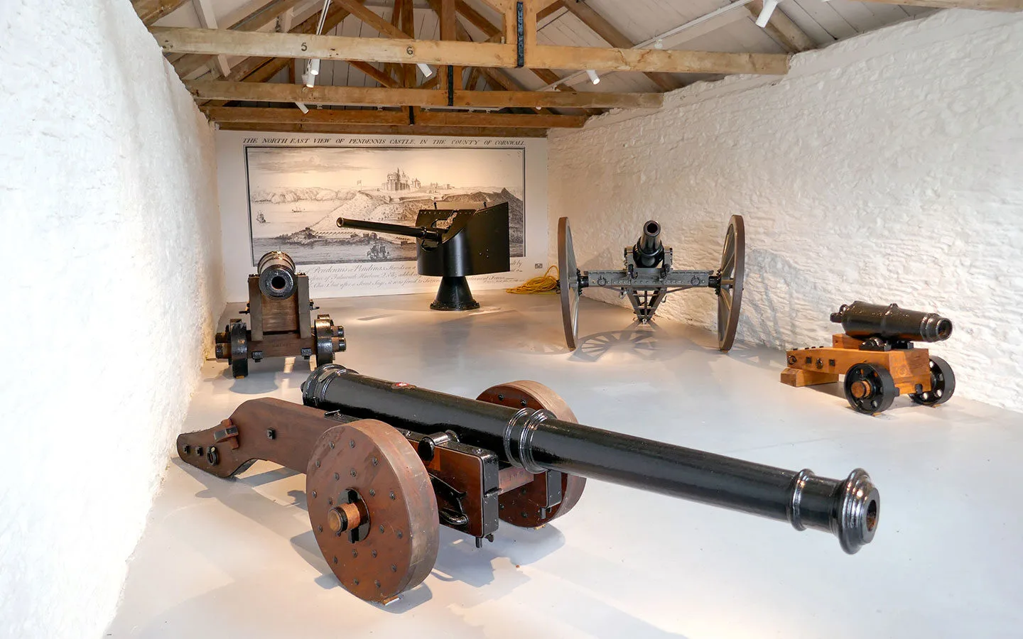 Guns on display at Pendennis Castle in Falmouth