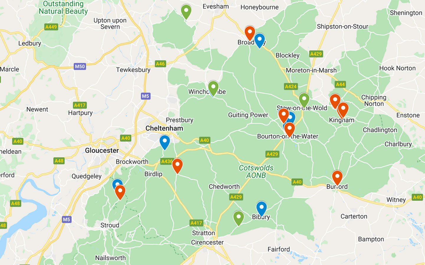 Map of things to do in the Cotswolds