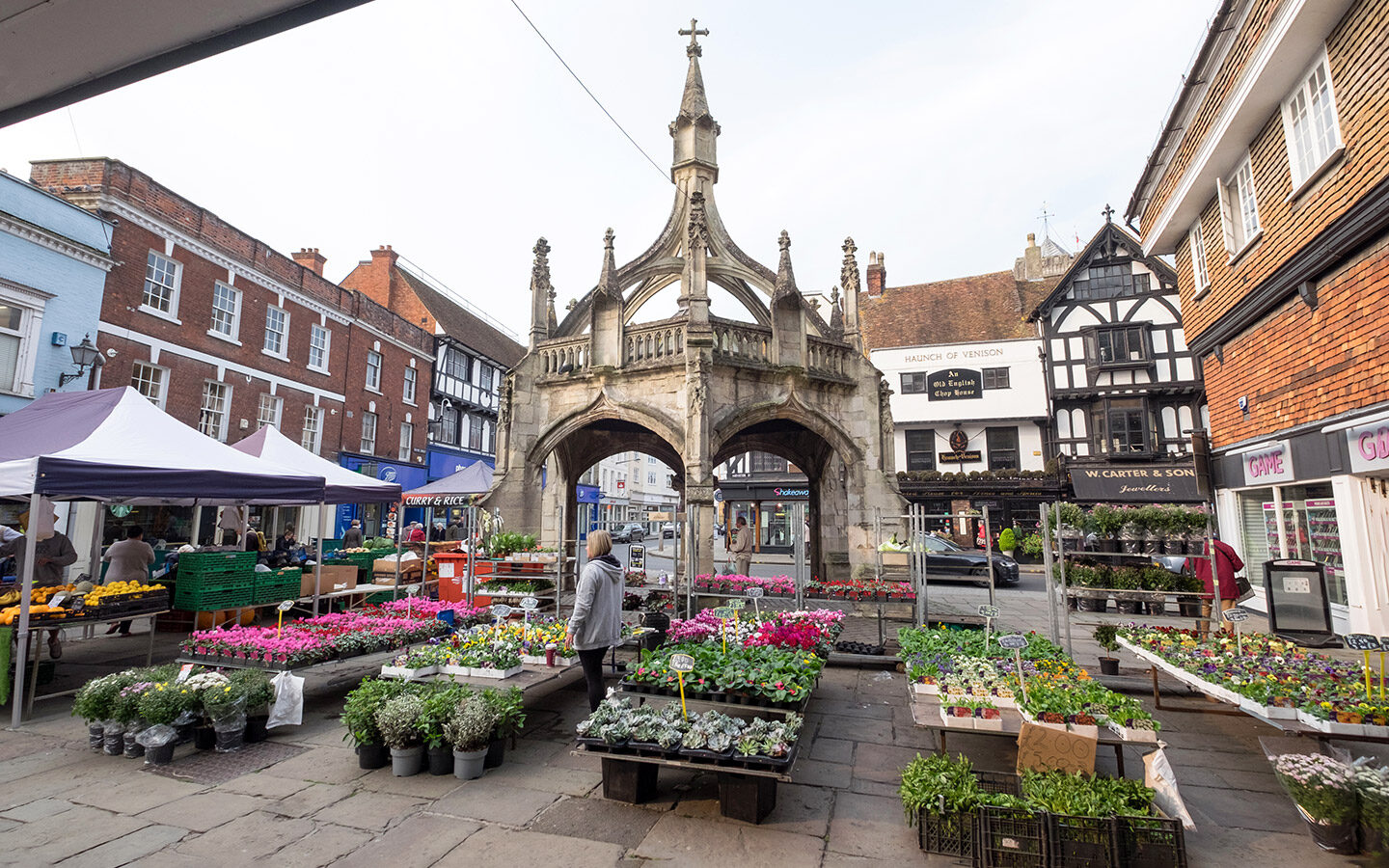 The Poultry Cross and market in Salisbury, Wiltshire