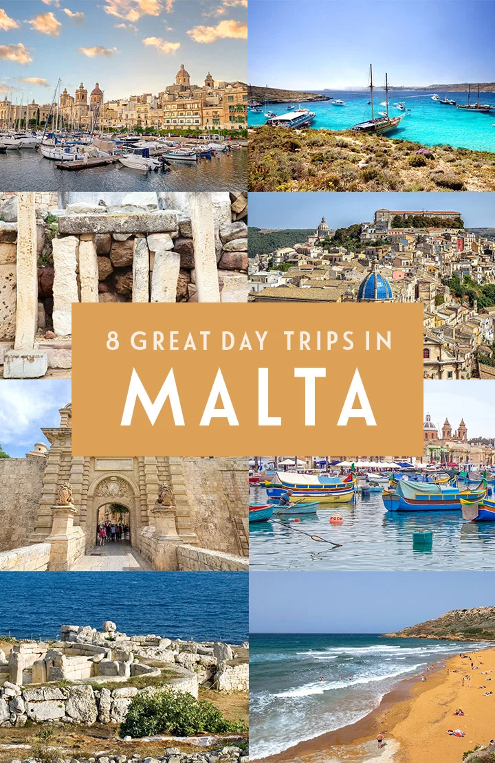 Eight great day trips in Malta – from Neolithic temples and historic fortified cities to sandy beaches and turquoise bays – all of which you can visit independently by public transport or on a tour | Day trips from Malta | Malta excursions | Malta day trips by public transport | Tours from Malta | Malta tours