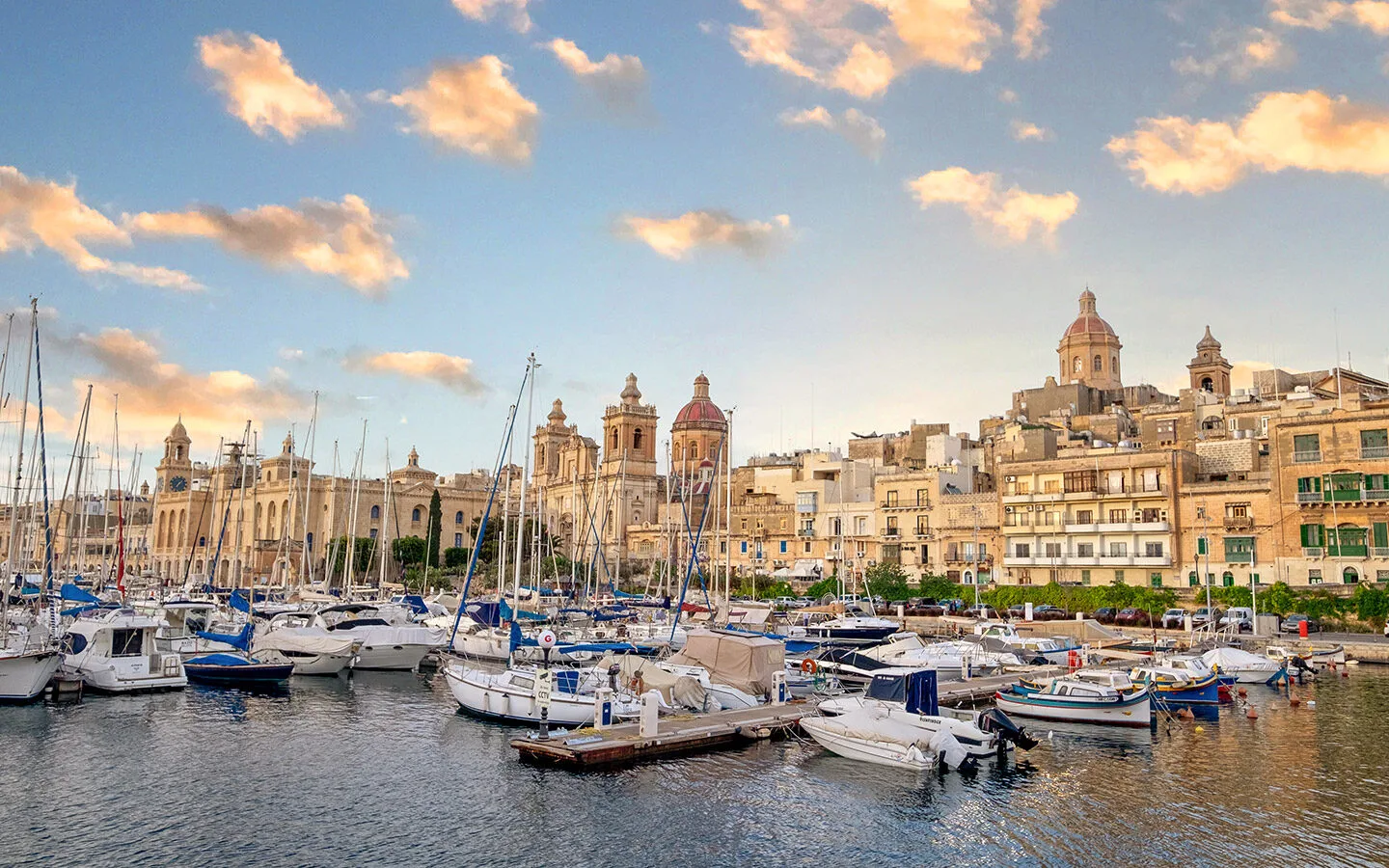 Sunset over the Three Cities in Malta