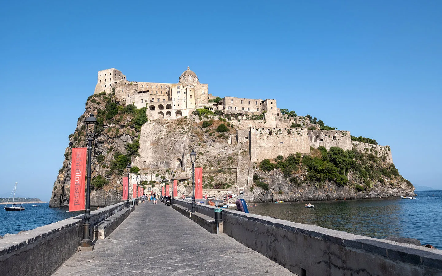 The medieval Castello Aragonese island castle in Ischia