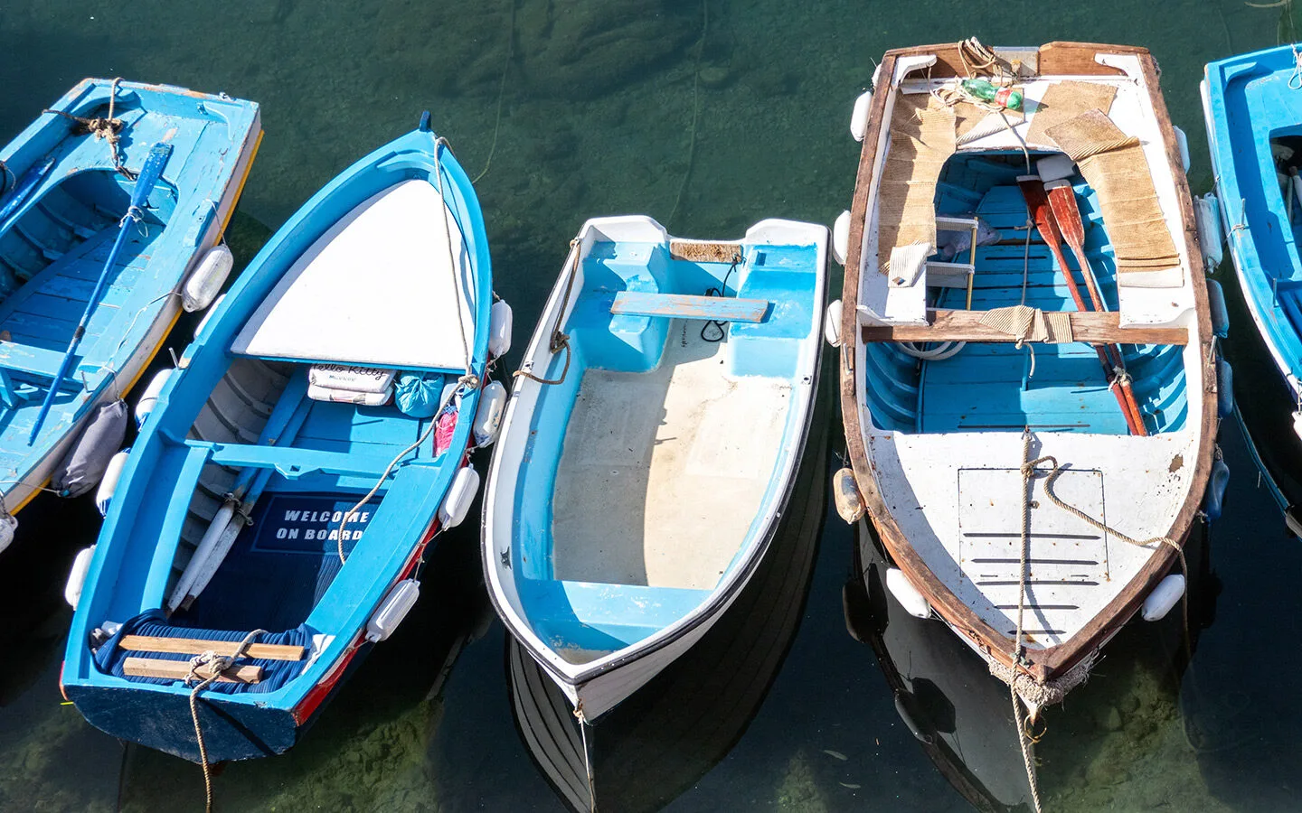 Small boats in the harbour at Marina Corricella in Procida