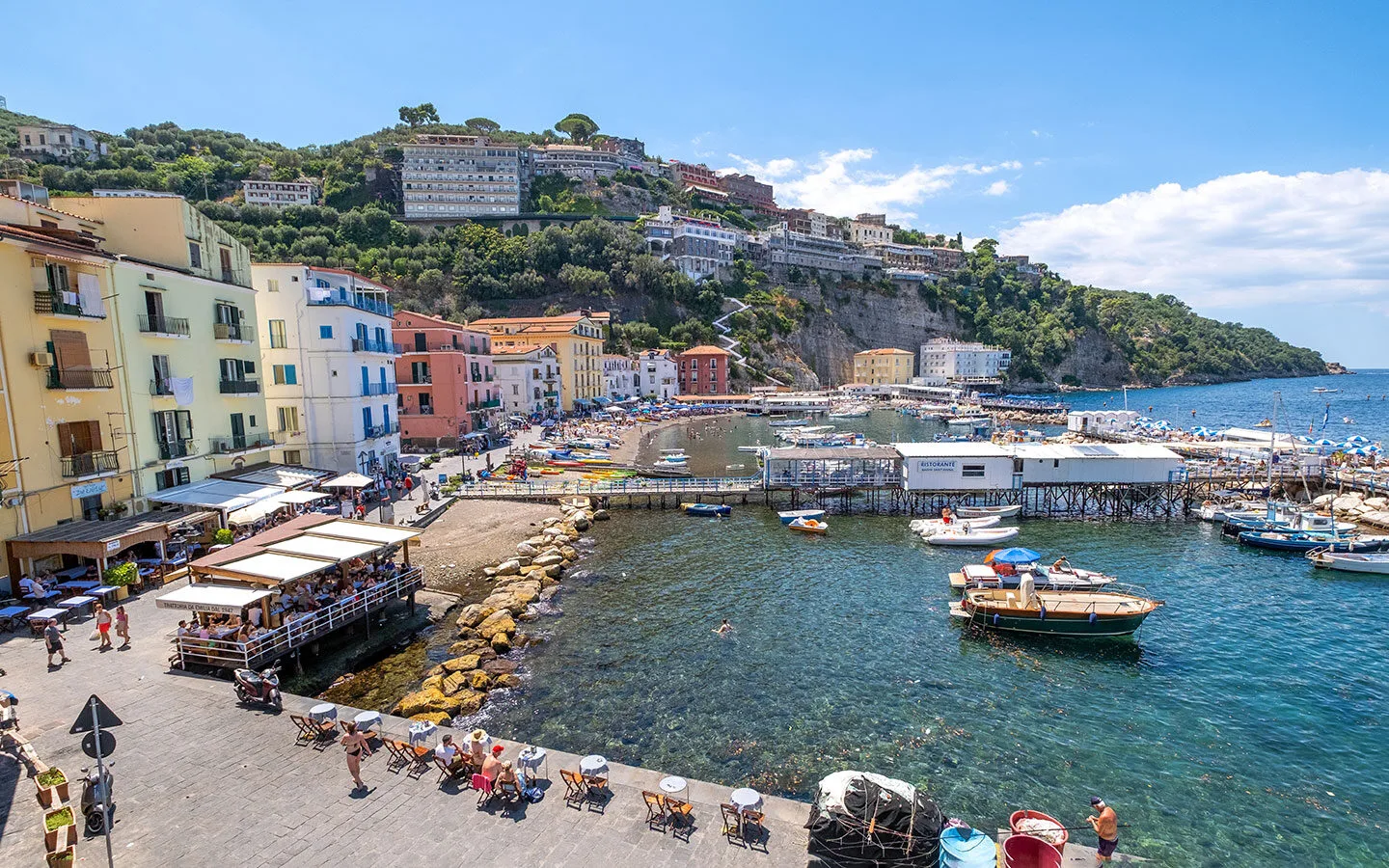 Pastel-coloured buildings in Marina Grande habour