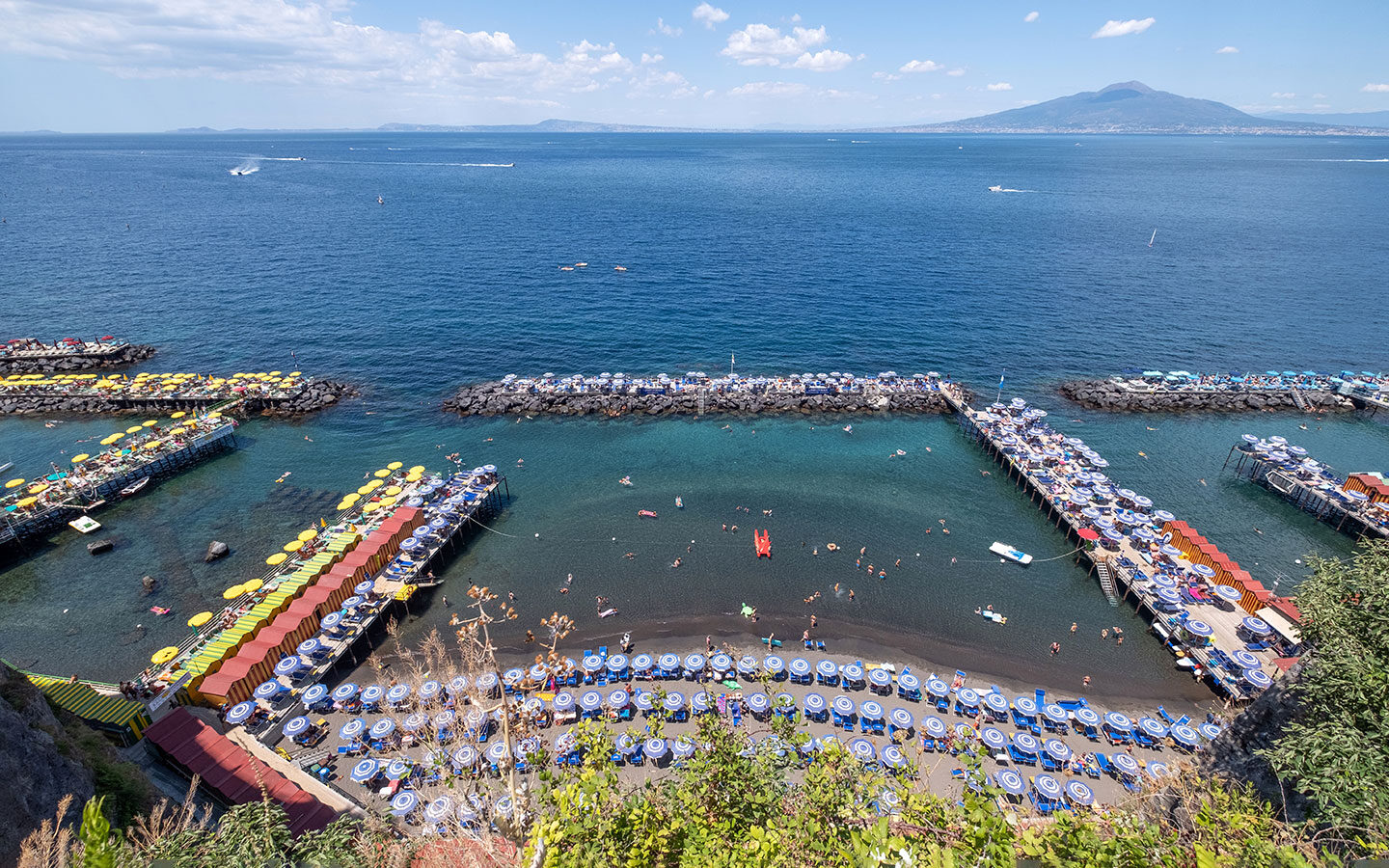 Beaches and swimming piers in Sorrento, Italy