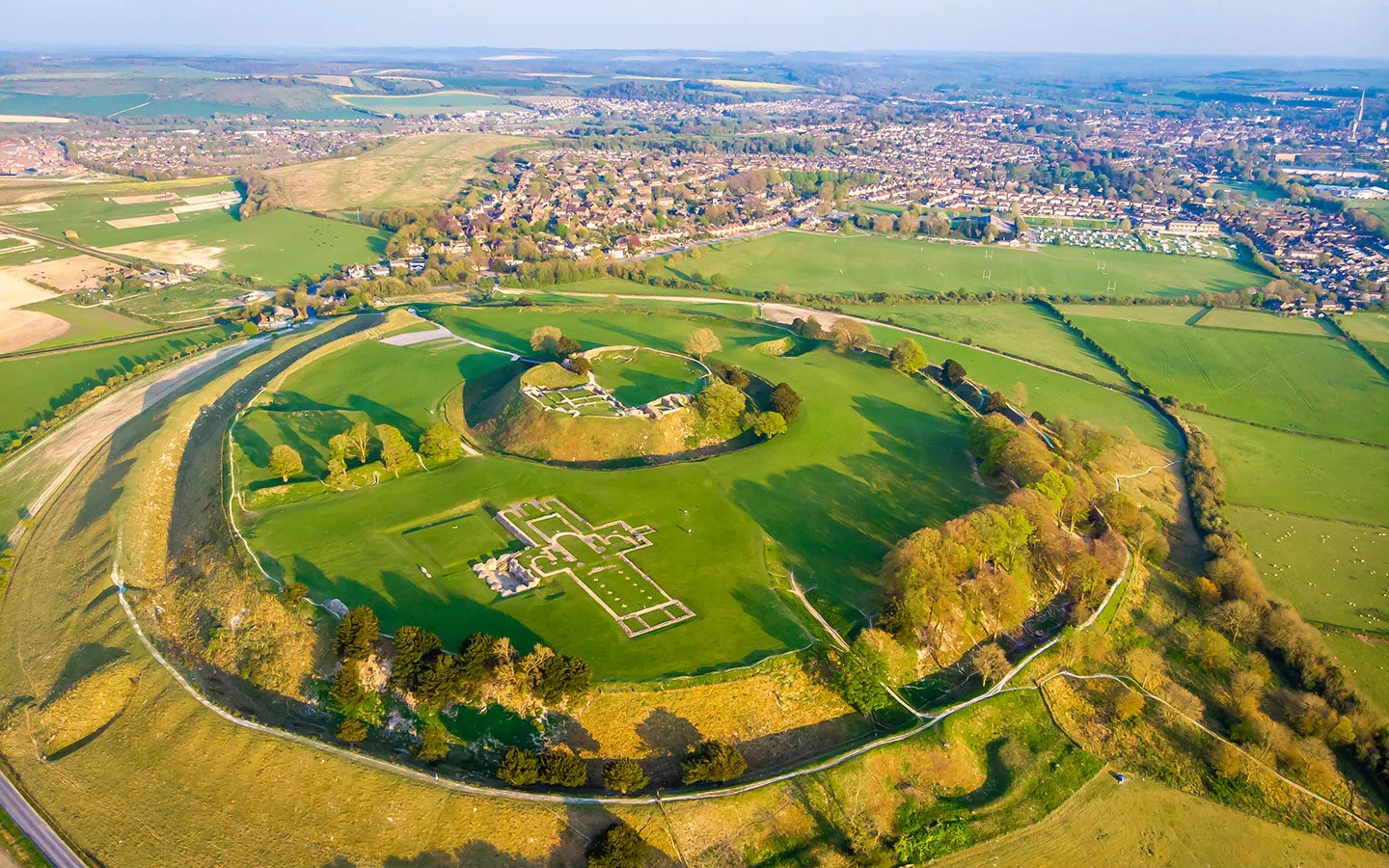 The archaeological site of Old Sarum near Salisbury from above