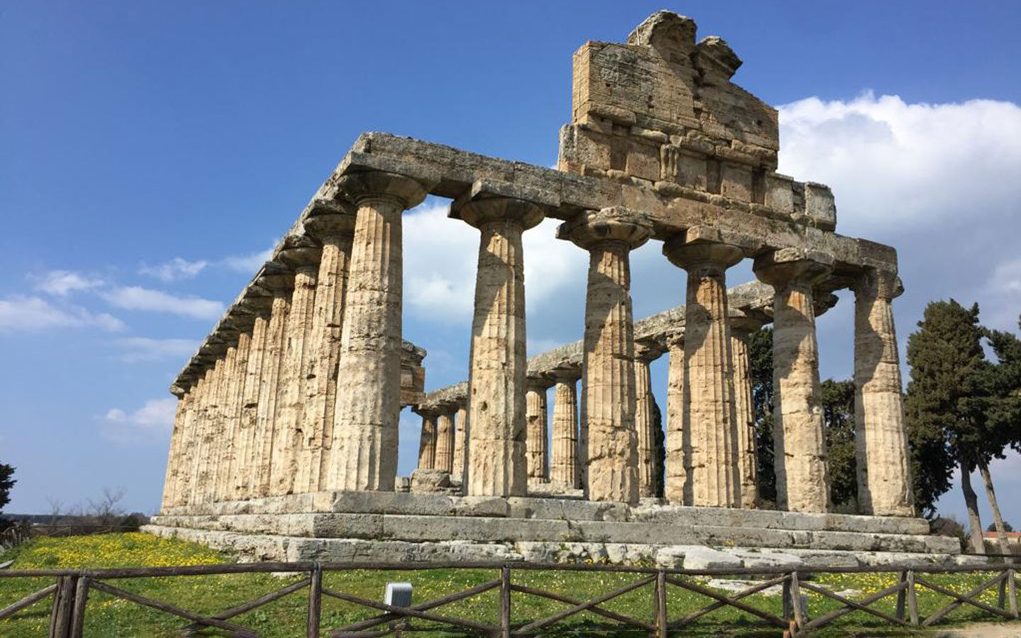 Temple of Athena at Paestum Greek archaeological site in Italy