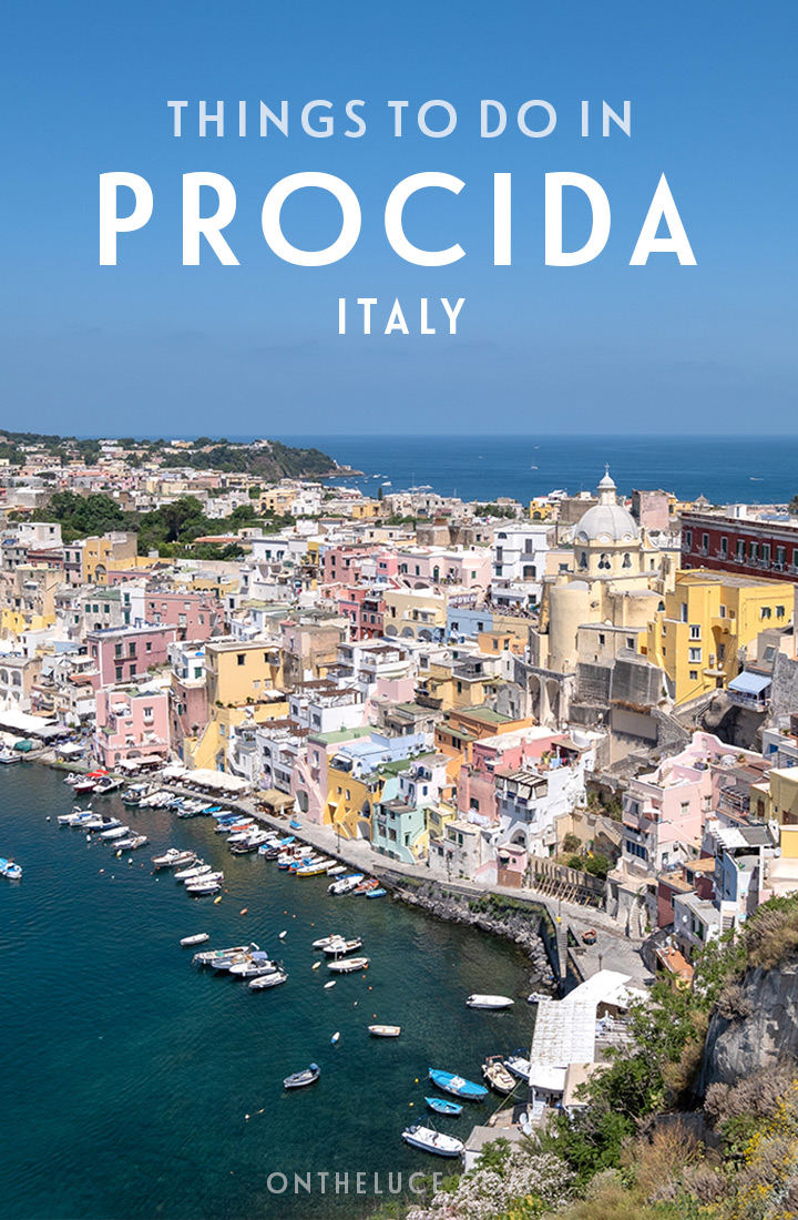 Discover the best things to do in Procida, a picturesque tiny island in the Bay of Naples that’s one of the Southern Italy’s best-kept secrets with its pastel-painted fishing villages, yclear seas and black sand beaches | Procida travel guide | What to see and do in Procida Ital | Visiting Procida island