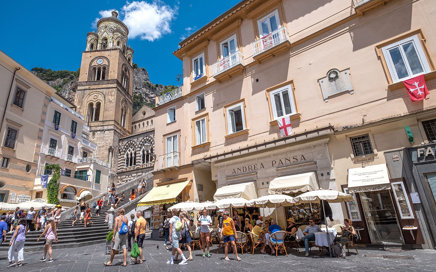 Piazza Duomo and the cathedral in Amalfi