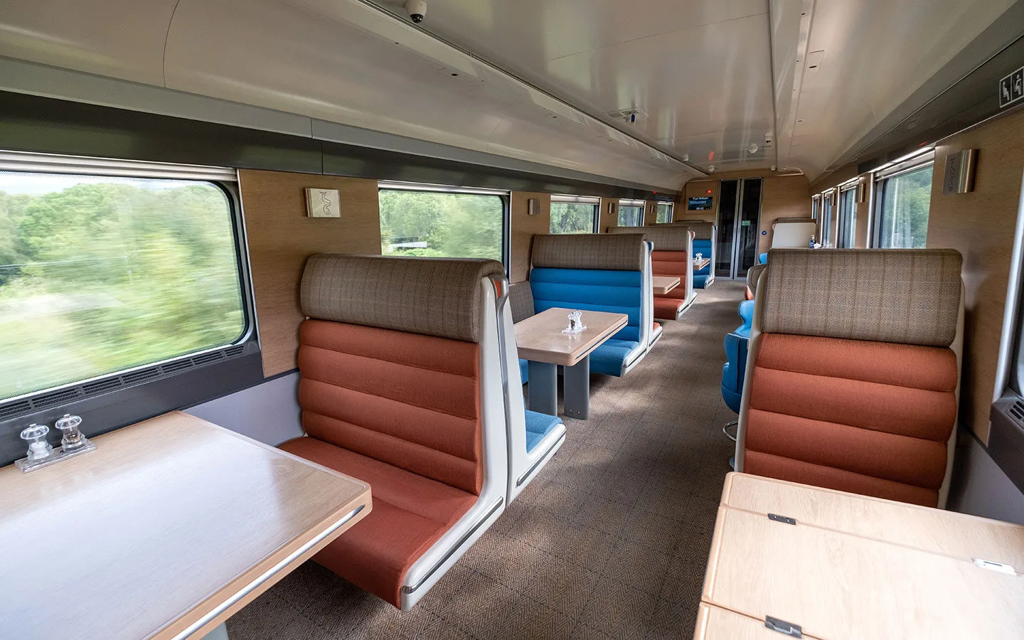 Lounge car on board the Caledonian Sleeper overnight train