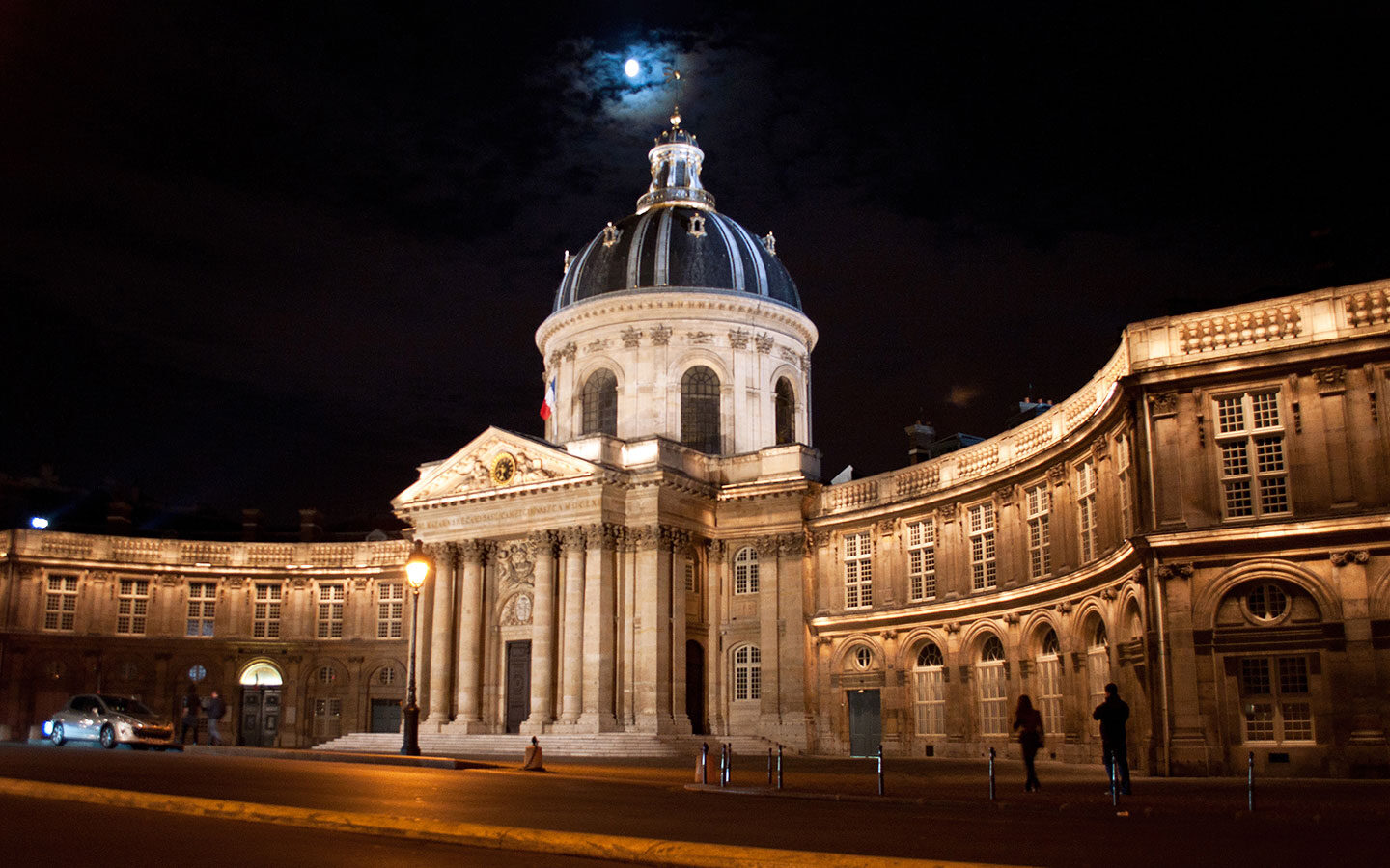 The Institut de France in Paris illuminated at night
