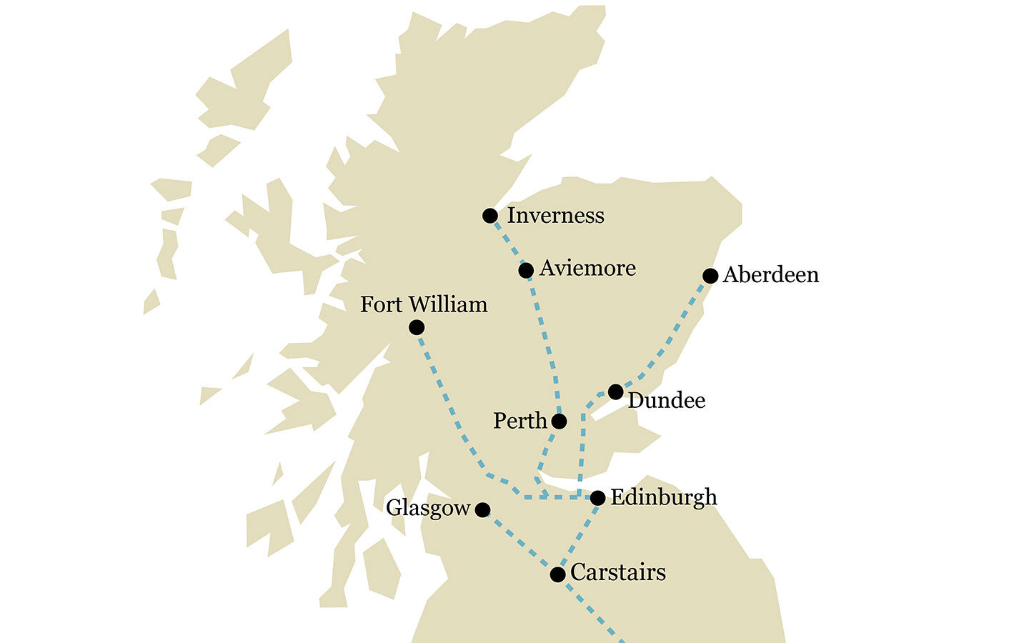 Caledonian Sleeper route map