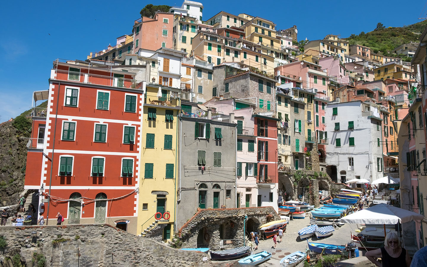 Colourful Riomaggiore harbour in the Cinque Terre