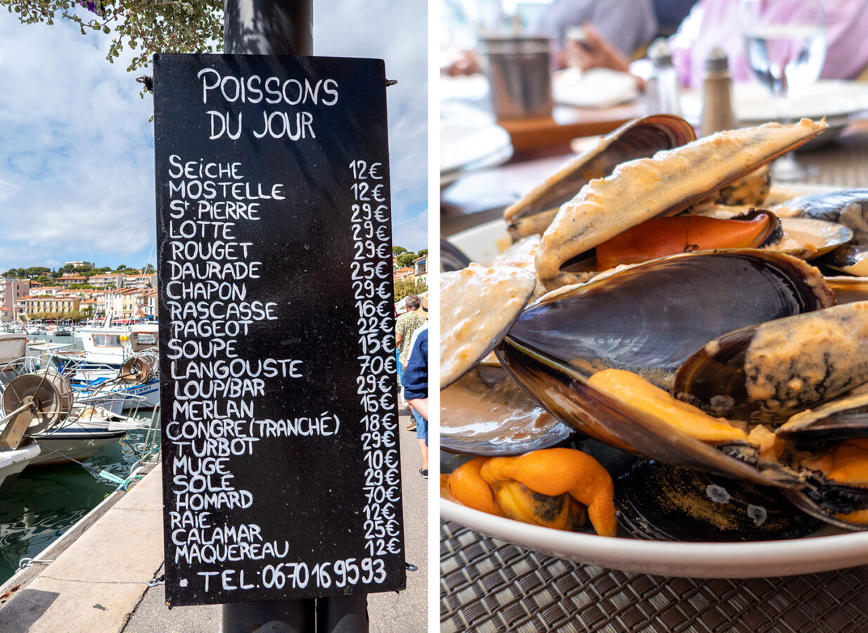 Local seafood in Cassis, South of France