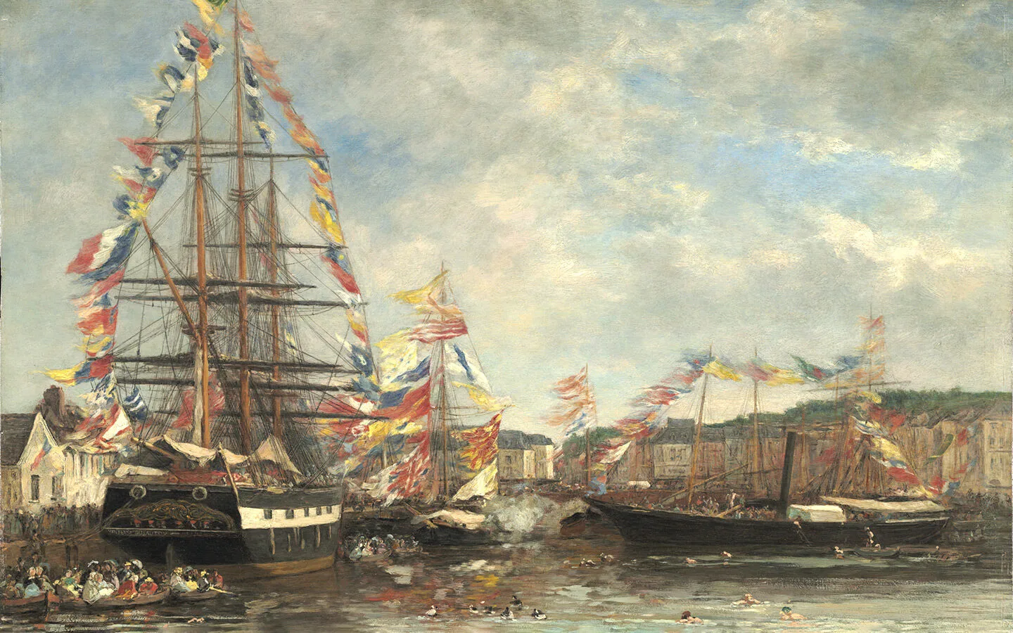 Eugène Boudin's Impressionist painting 'Festival in the Harbor of Honfleur' 