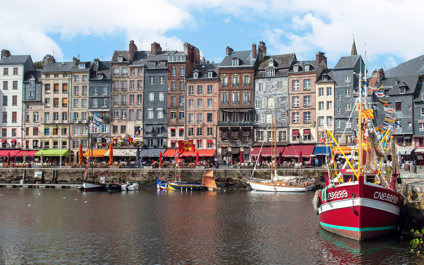 The colourful Vieux Bassin port, one of the top things to do in Honfleur