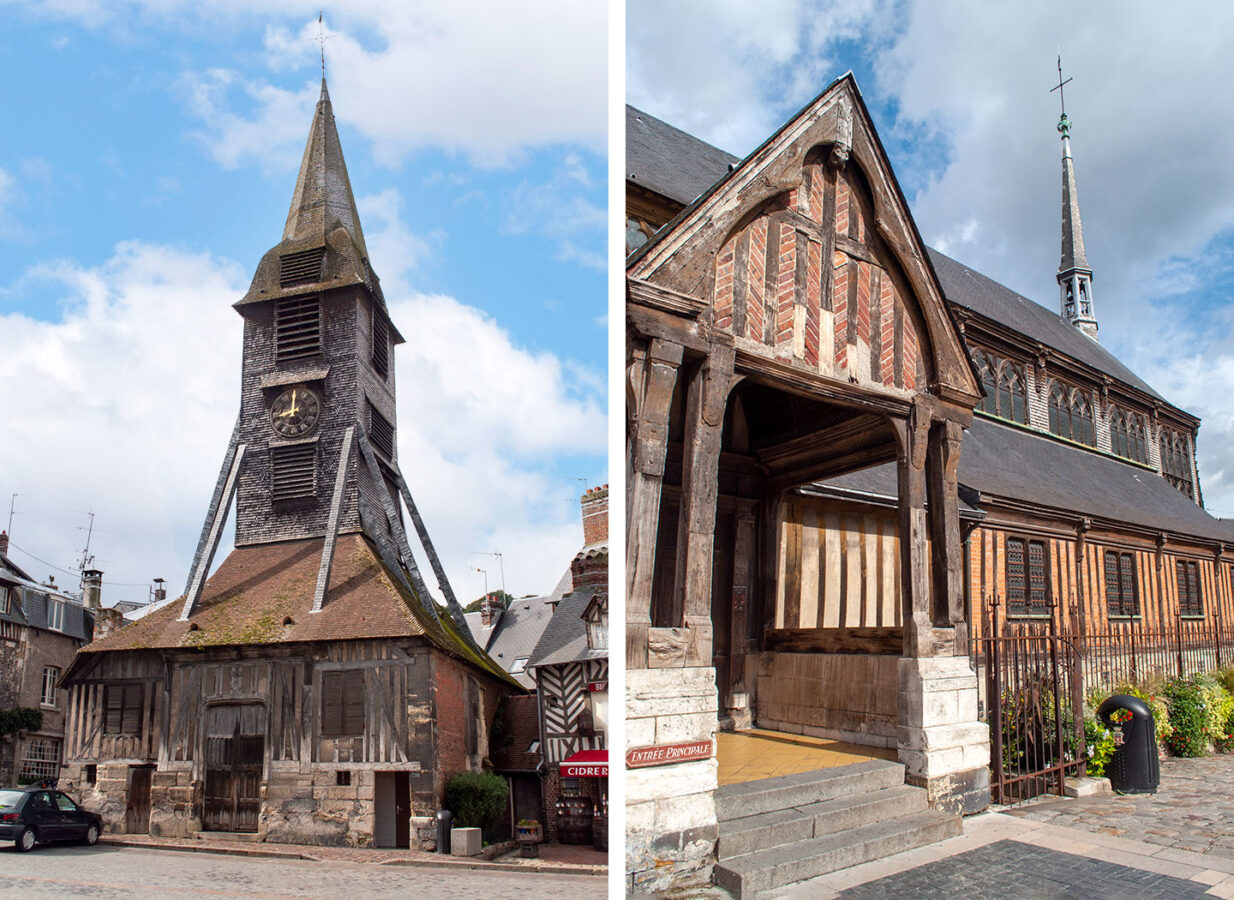 The exterior of the wooden Église Sainte Catherine church in Honfleur, Normandy