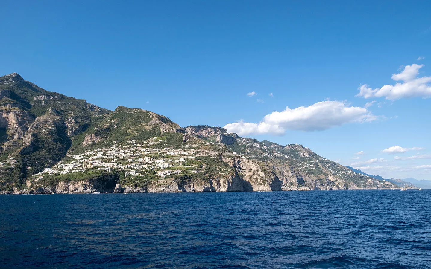 Looking along the Amalfi Coast from a boat trip