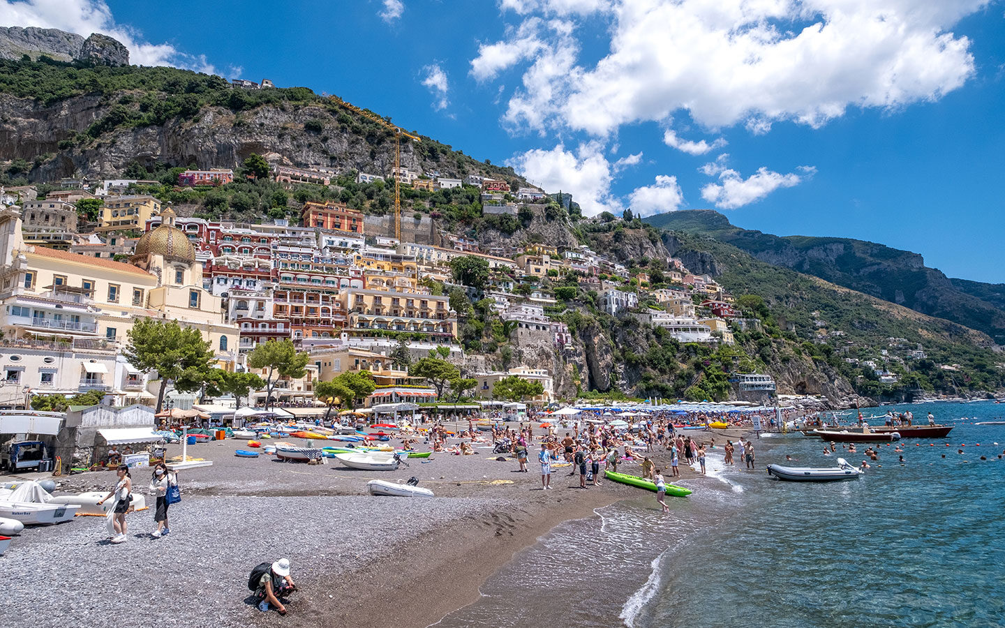 The beach in Positano on an Amalfi Coast day trip