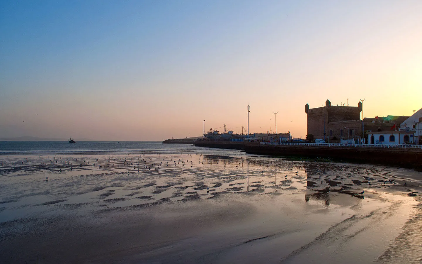 Sunset at the beach in Essaouira