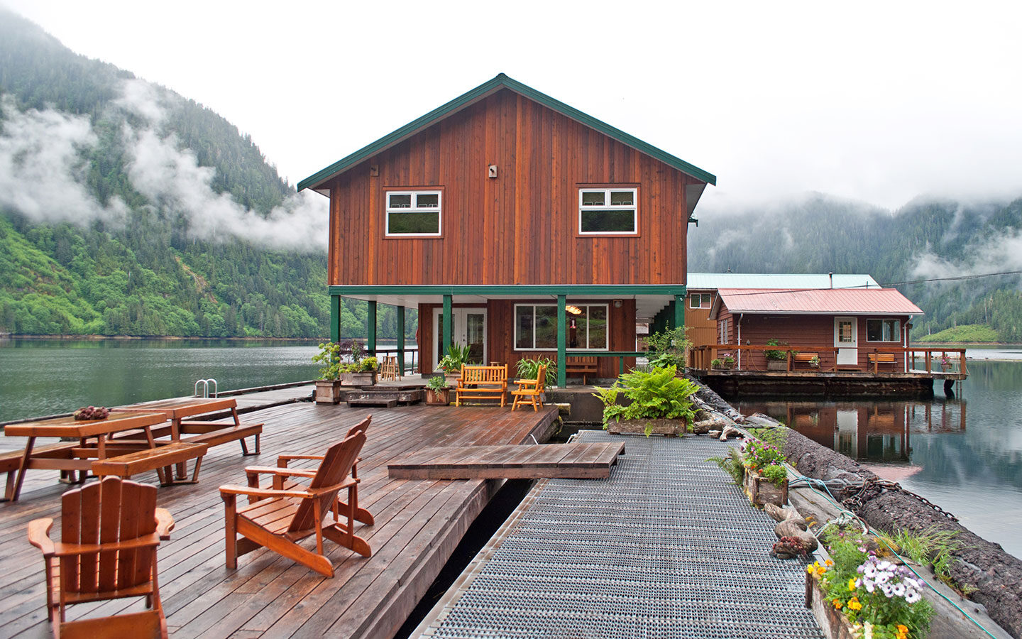 Deck at the Great Bear Lodge who run grizzly bear tours in British Columbia