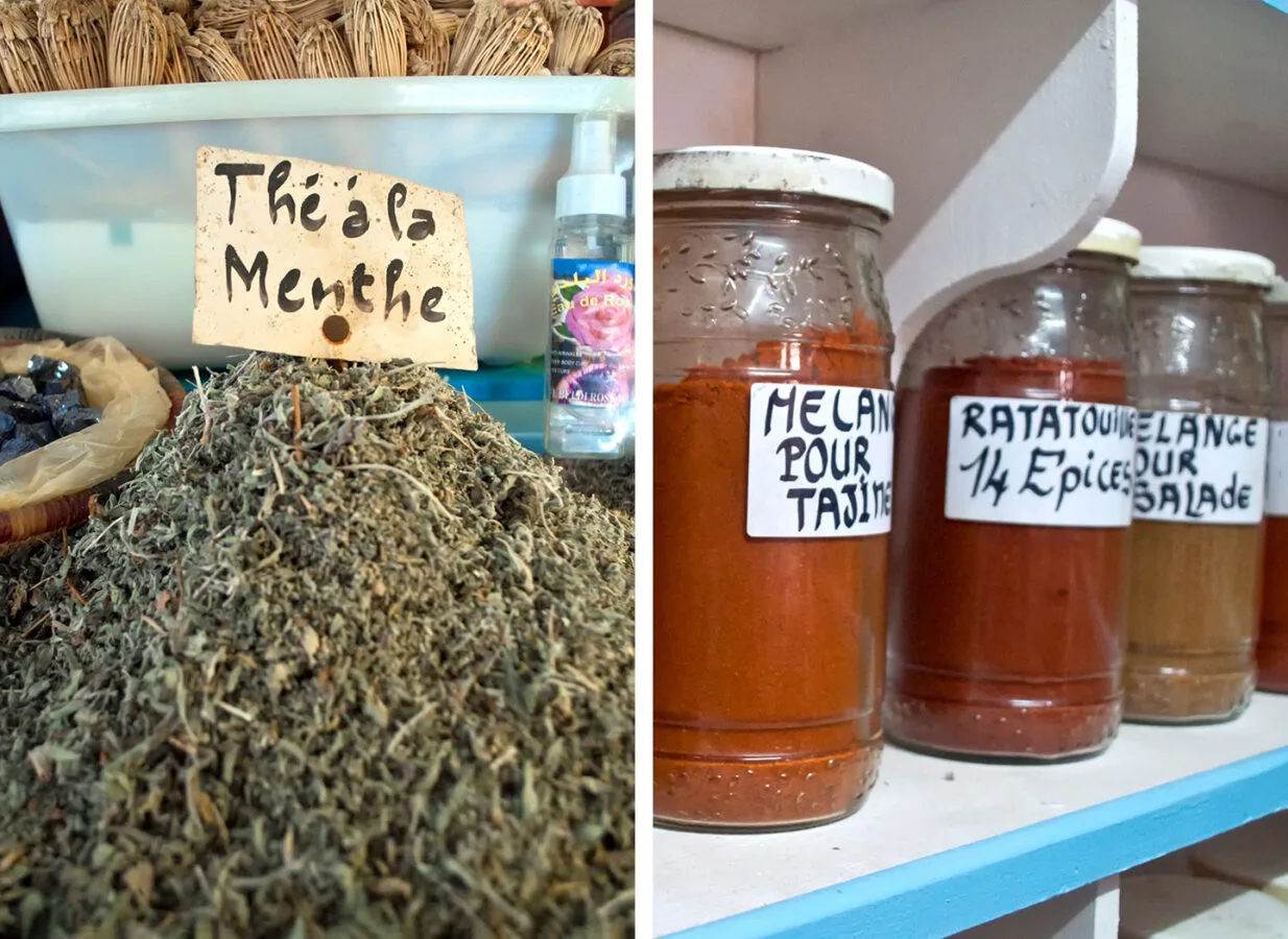 Herbs and spices in the souks of Essaouira, Morocco