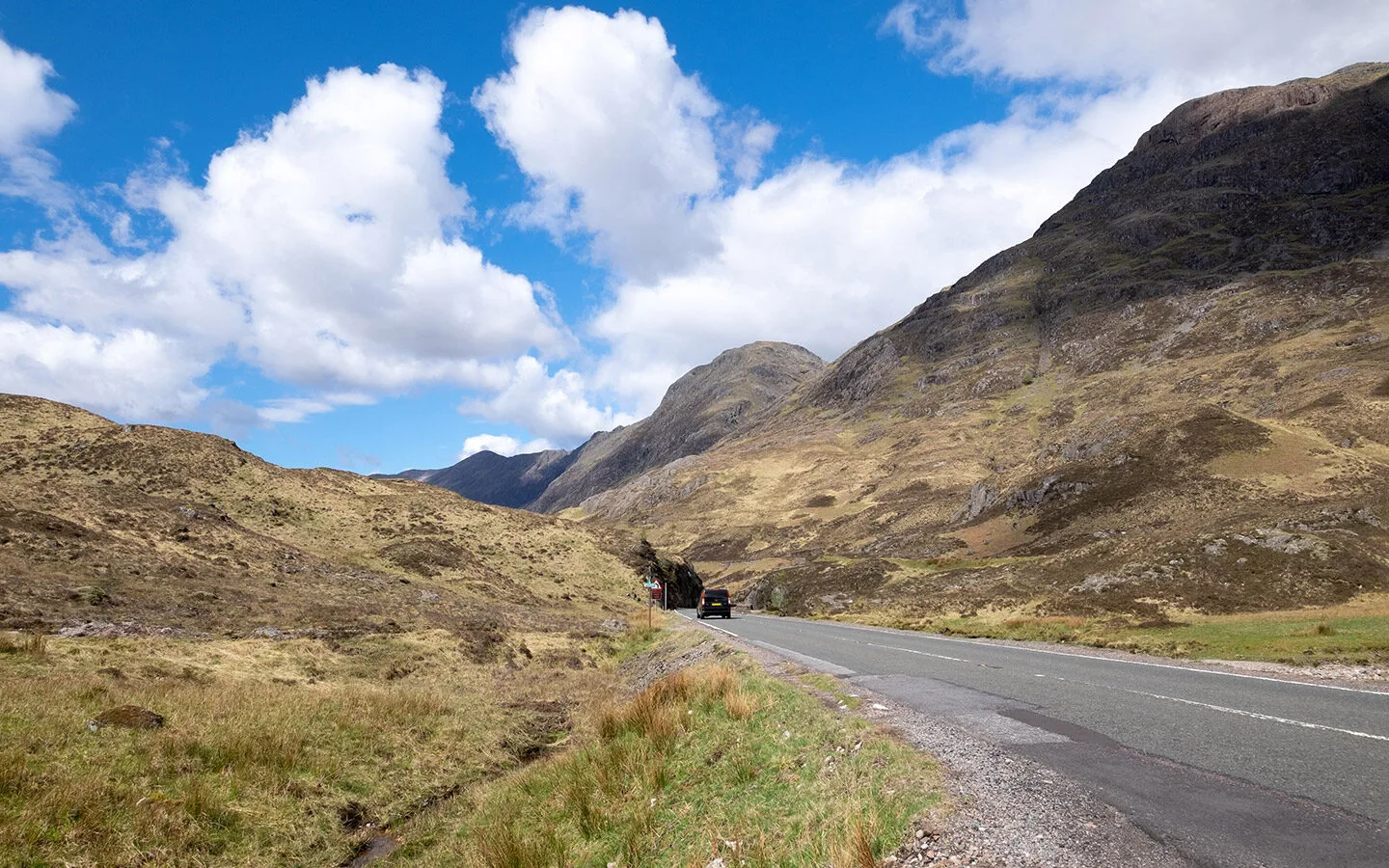 Driving through Glencoe in the Scottish Highlands