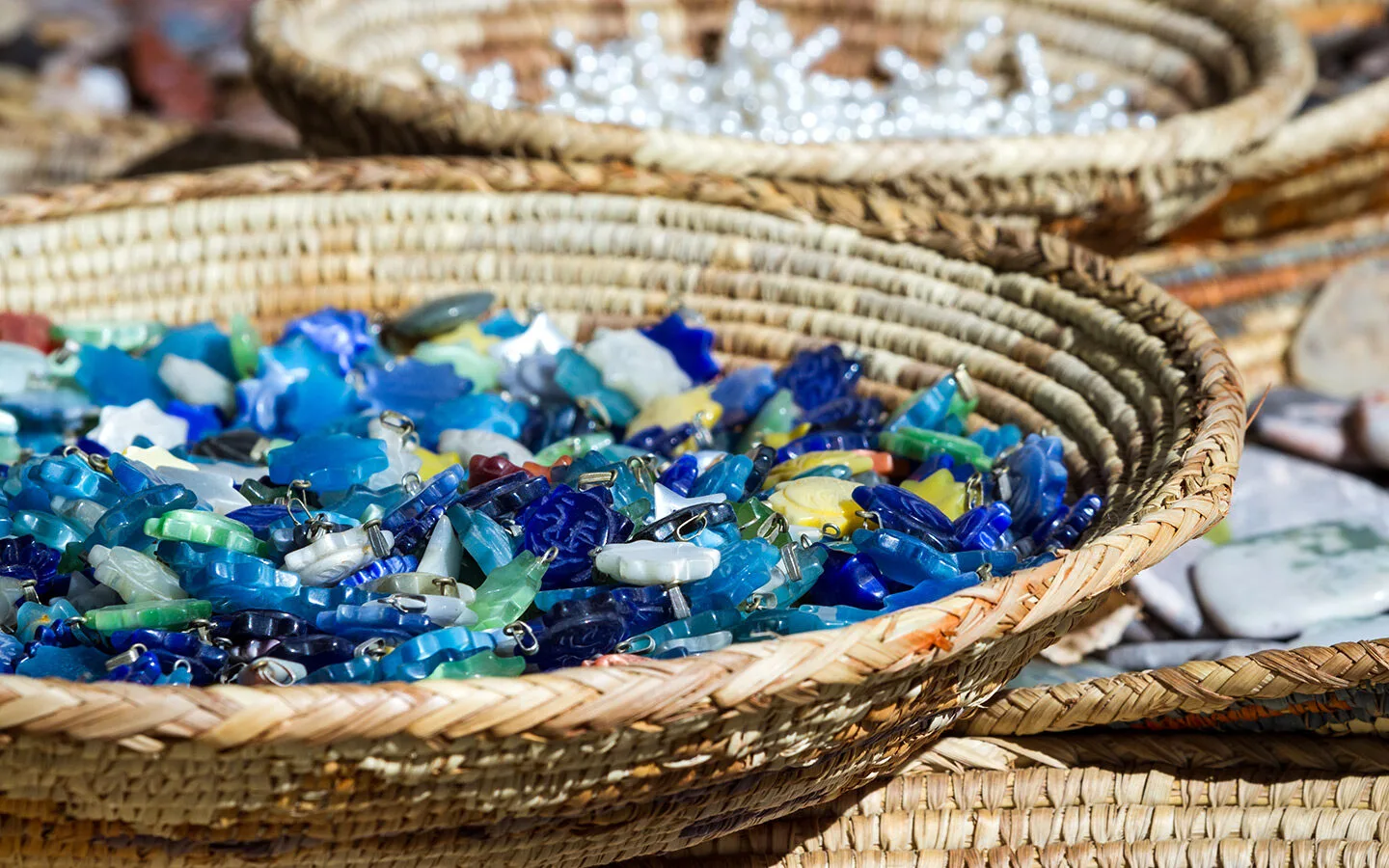 Baskets of turquoise jewellery in Santa Fe