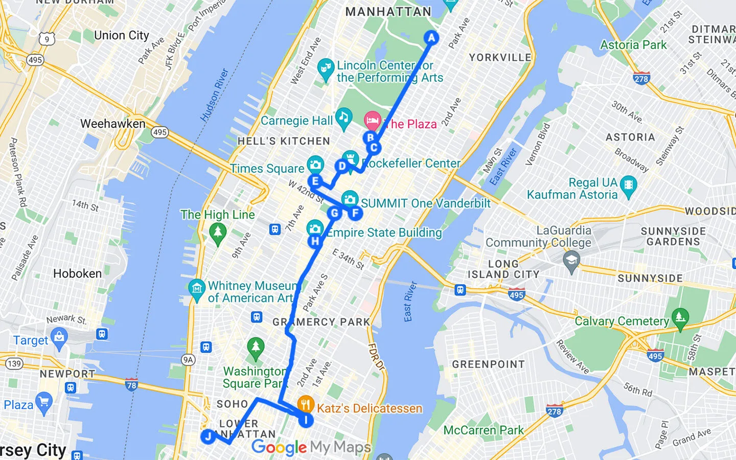 New York film locations walking tour map