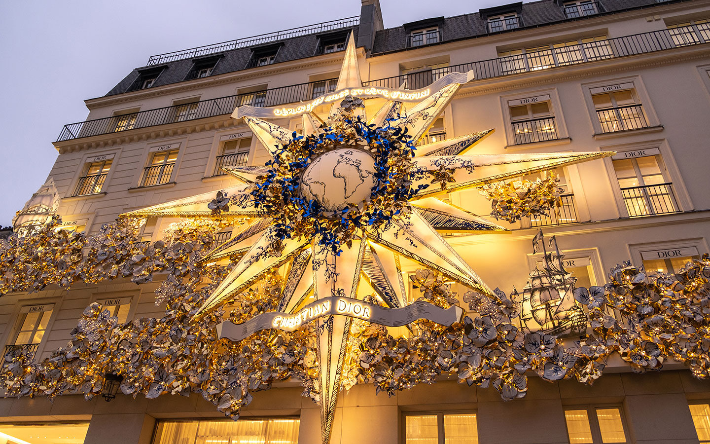 Decorations at the Christian Dior shop on Rue du Faubourg-St-Honoré