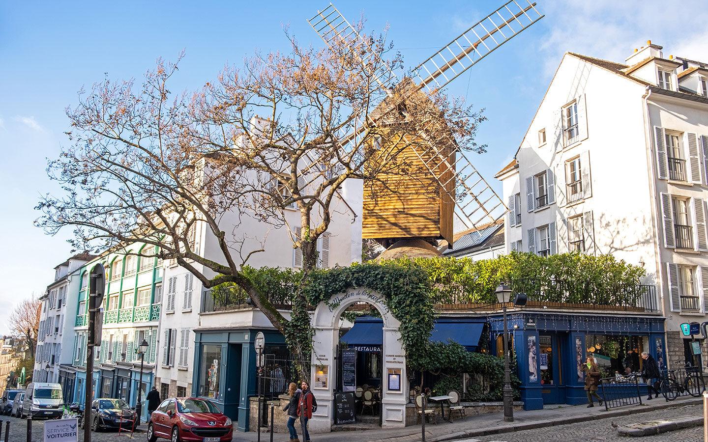 The Moulin de la Gallette restaurant on a self-guided walking tour of Montmartre, Paris