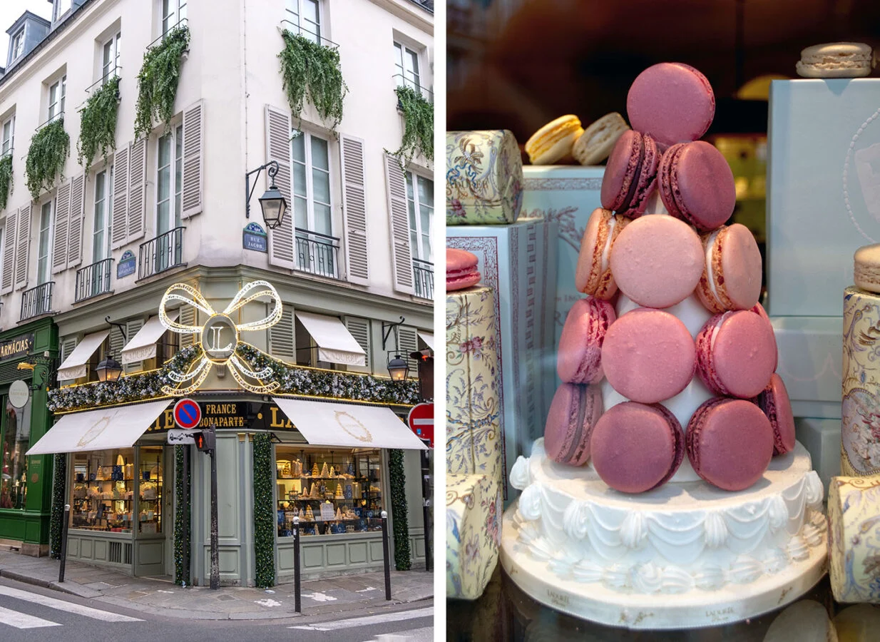 Macarons at the Ladurée store on Rue Bonaparte on a St Germain walking tour, Paris