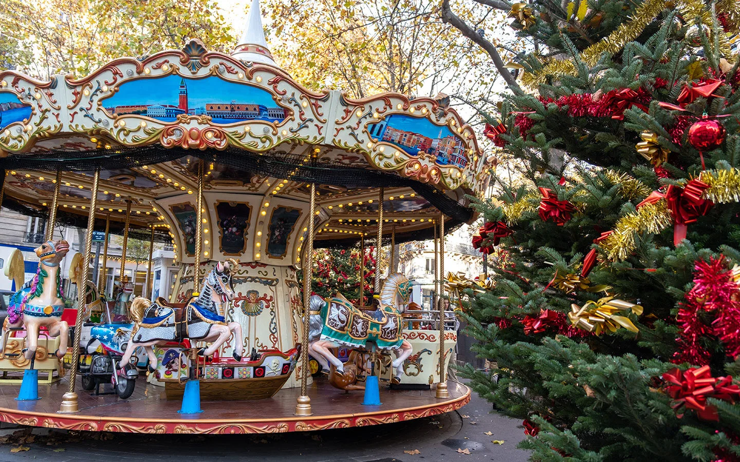 A Christmas carousel in Paris