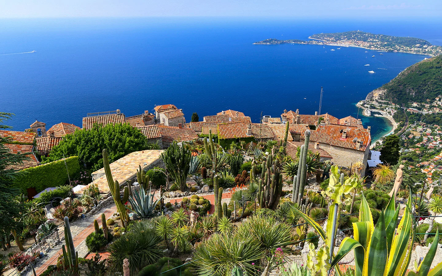 View along the Côte d’Azur from hilltop Èze's botanic gardens