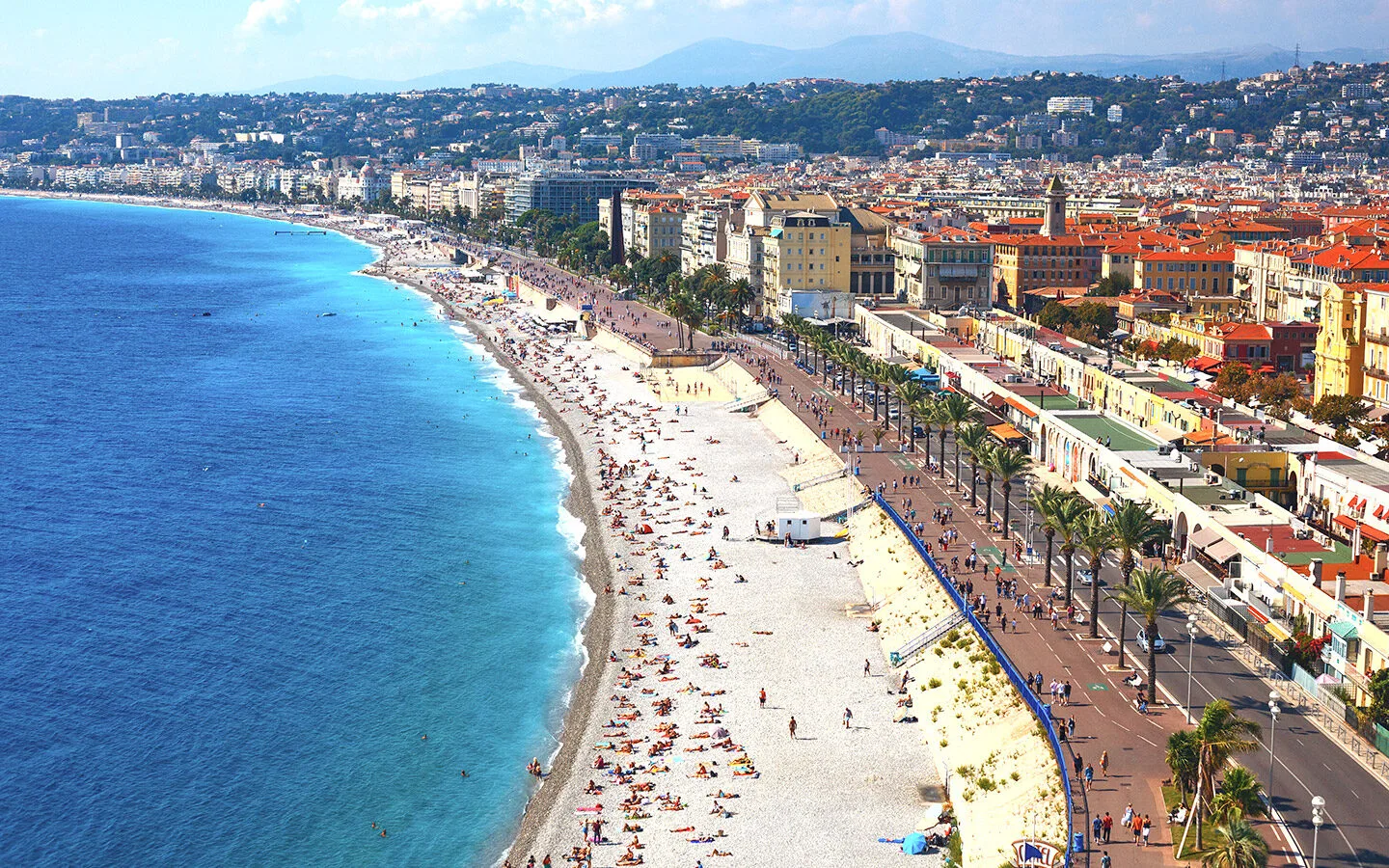 The Promenade des Anglais in Nice on a South of France by train itinerary