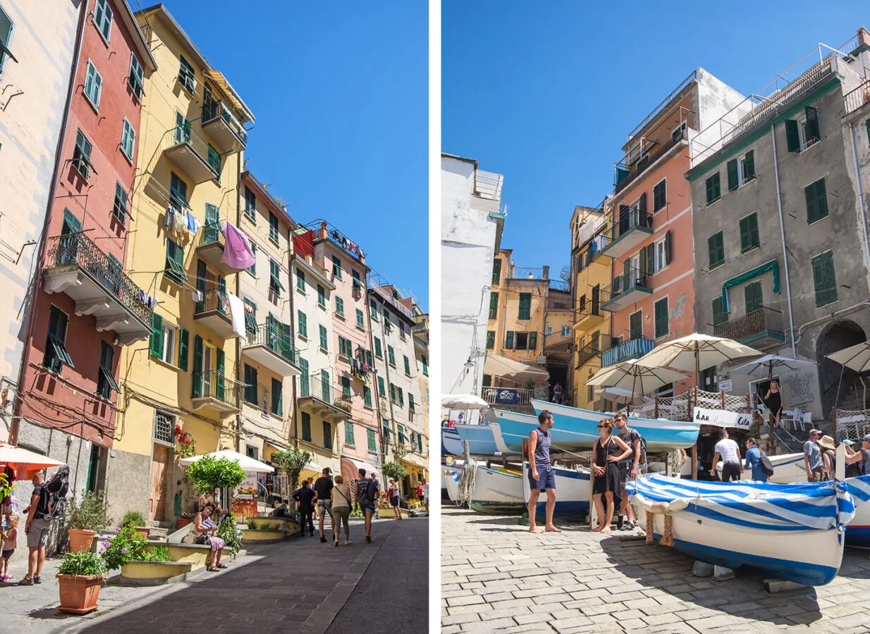 Colourful streets of Riomaggiore, Italy, on a Cinque Terre day trip