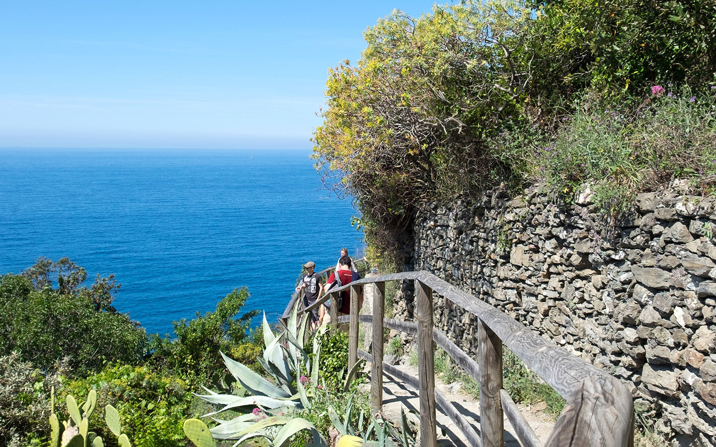 Hiking paths along the Blue Trail in the Cinque Terre Italy