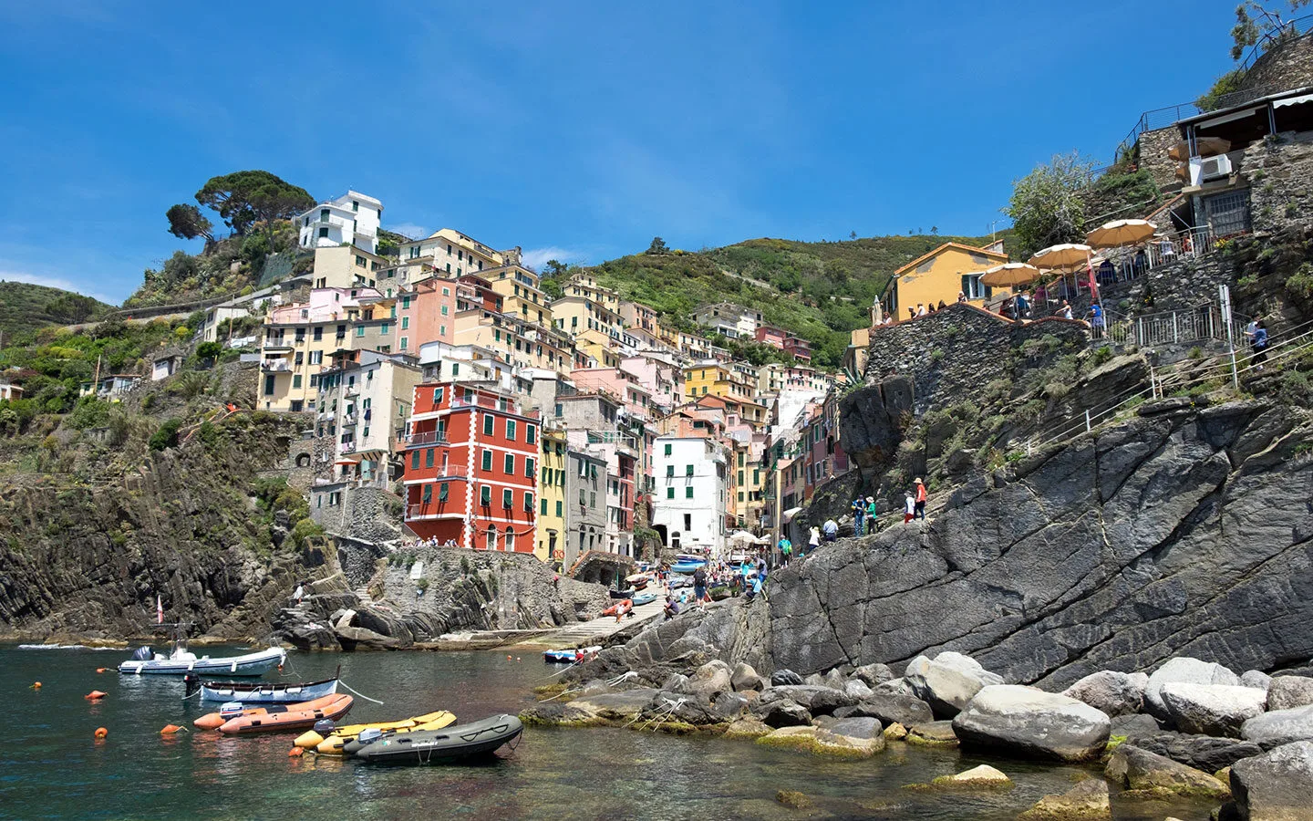 Colourful Riomaggiore harbour in the Cinque Terre