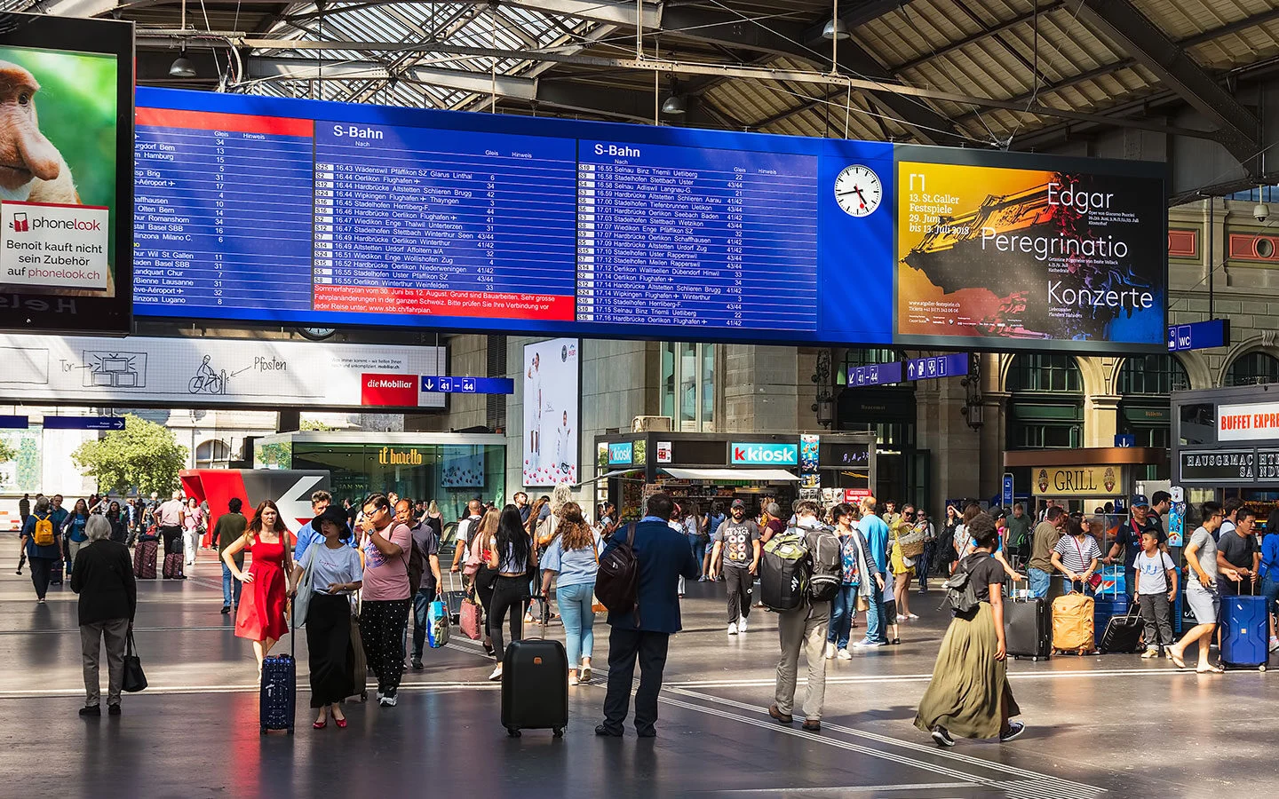 Departures board in Zurich train station