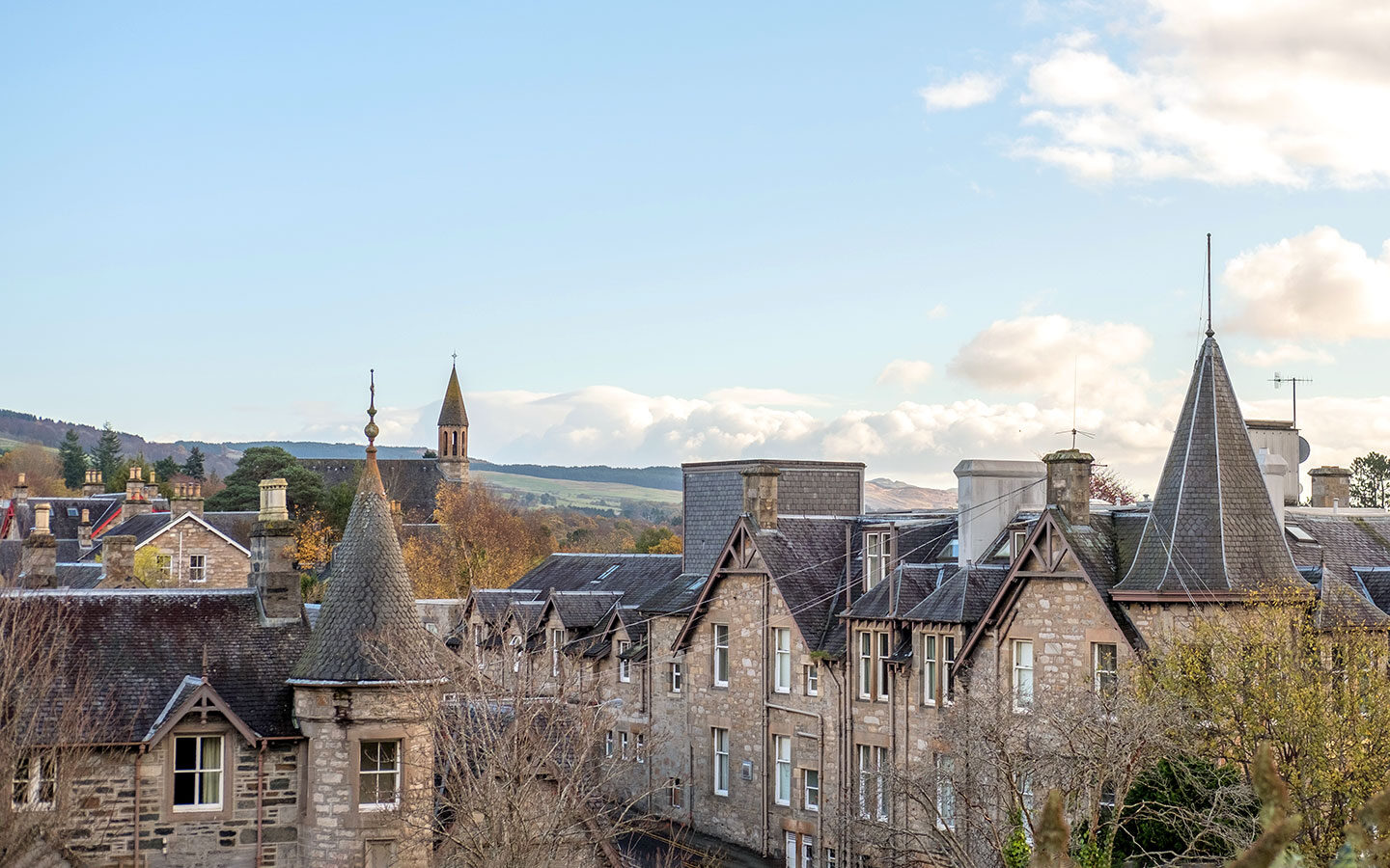 View over the rooftops of Pitlochry in Perthshire, Scotland