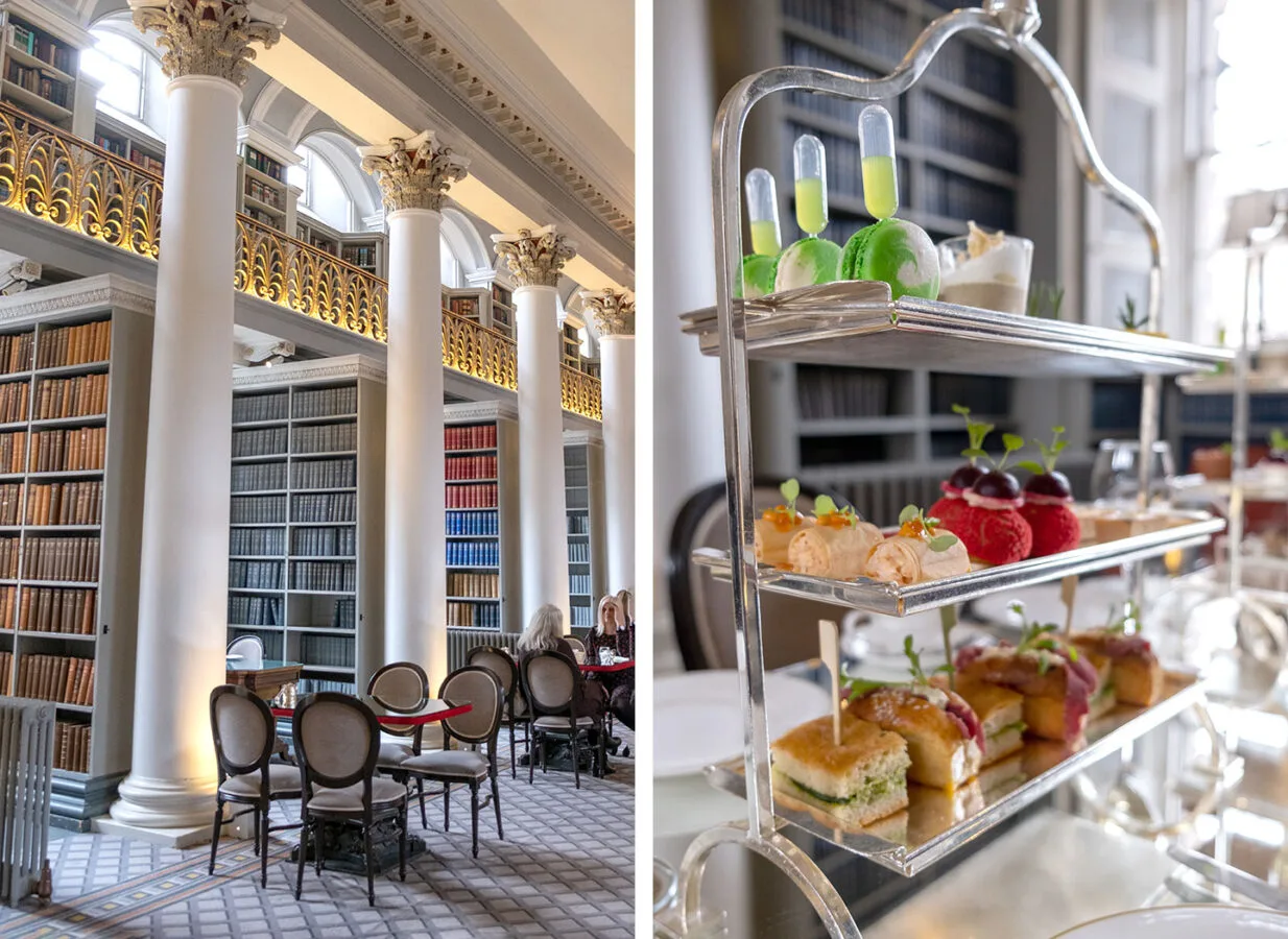 Elegant afternoon tea in Edinburgh at the Colonnades at the Signet Library