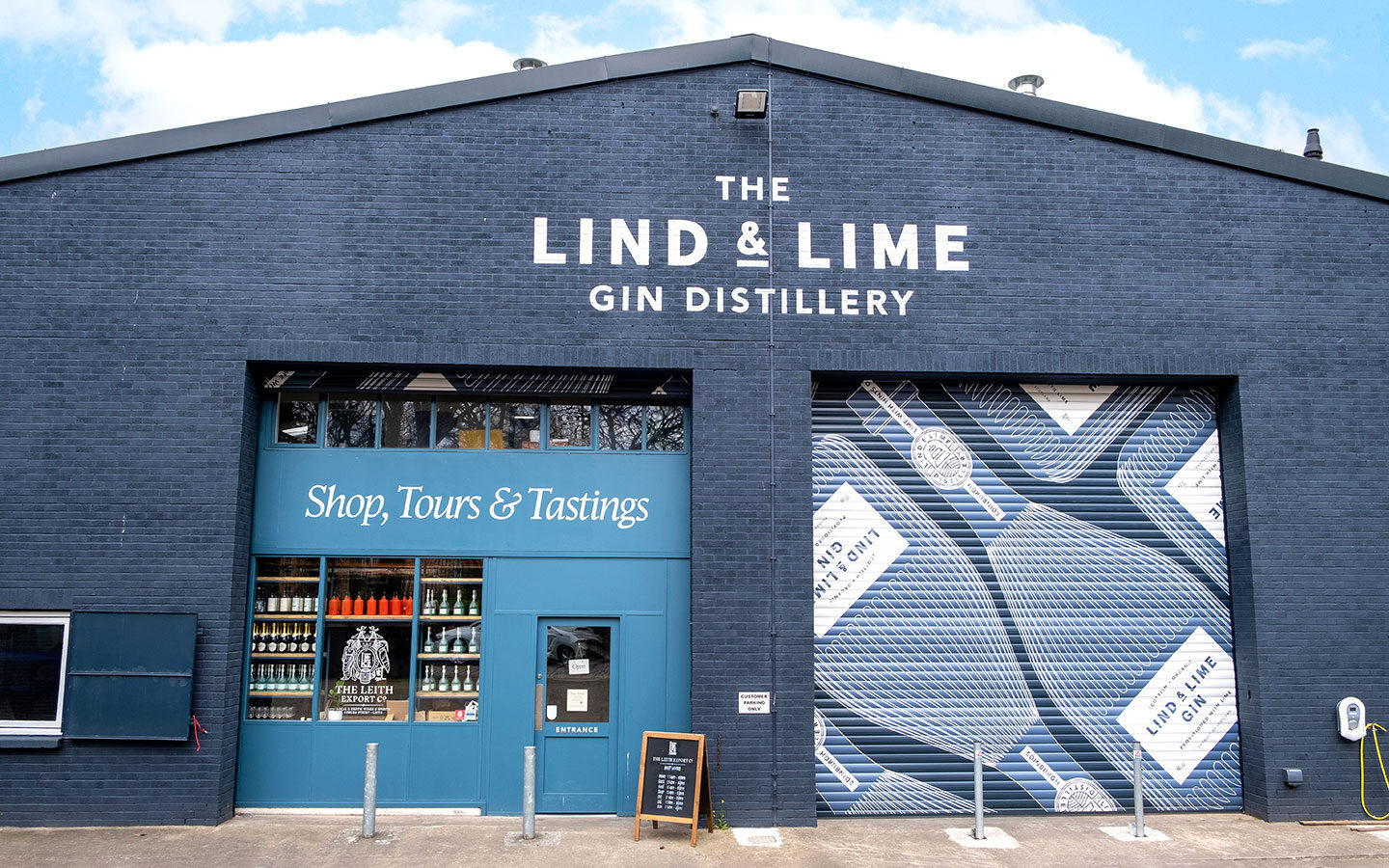 Entrance to the Lind and Lime gin distillery in Leith, Edinburgh